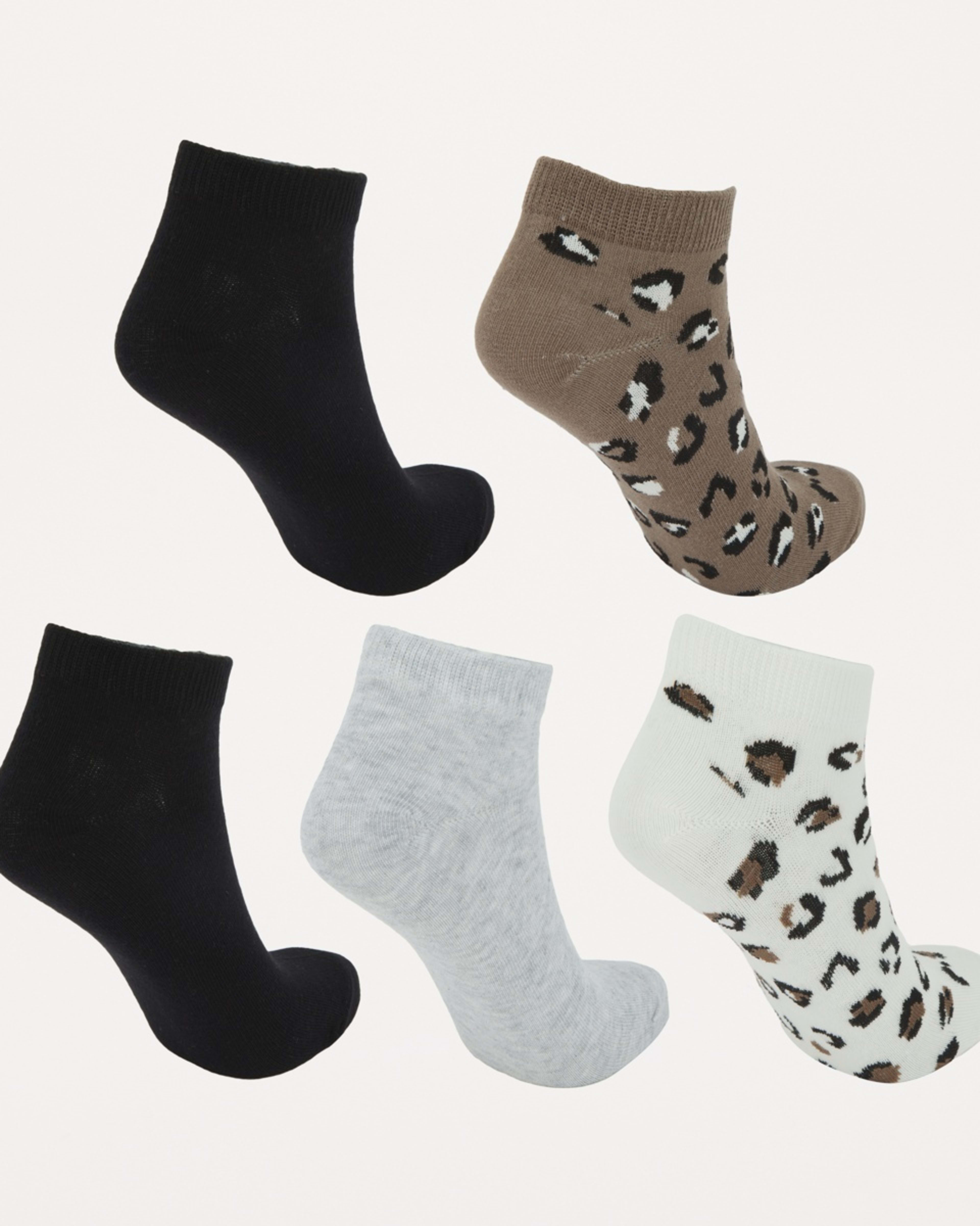 2 5 Pack Fashion Low Cut Socks BEIGE LEO MUTLI PACK OAT BEIGE, 2 of 3