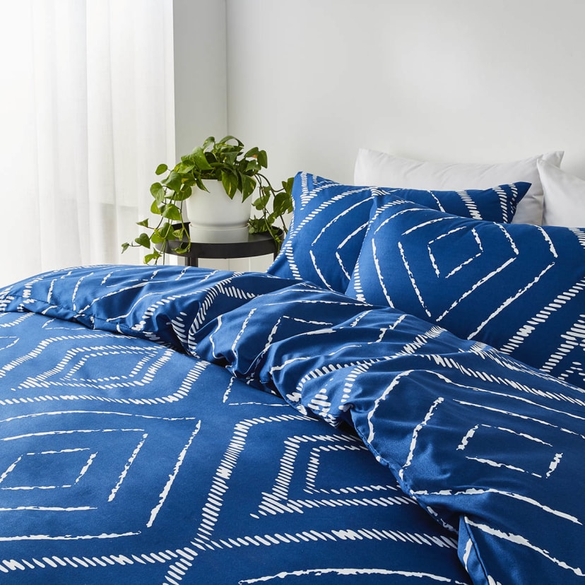 Beau Quilt Cover Set Double Bed, Blue Kmart