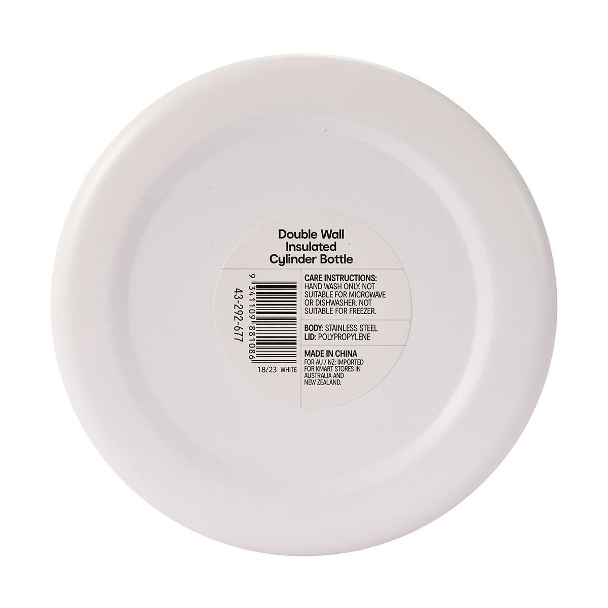 960ml White Double Wall Insulated Cylinder Drink Bottle Kmart