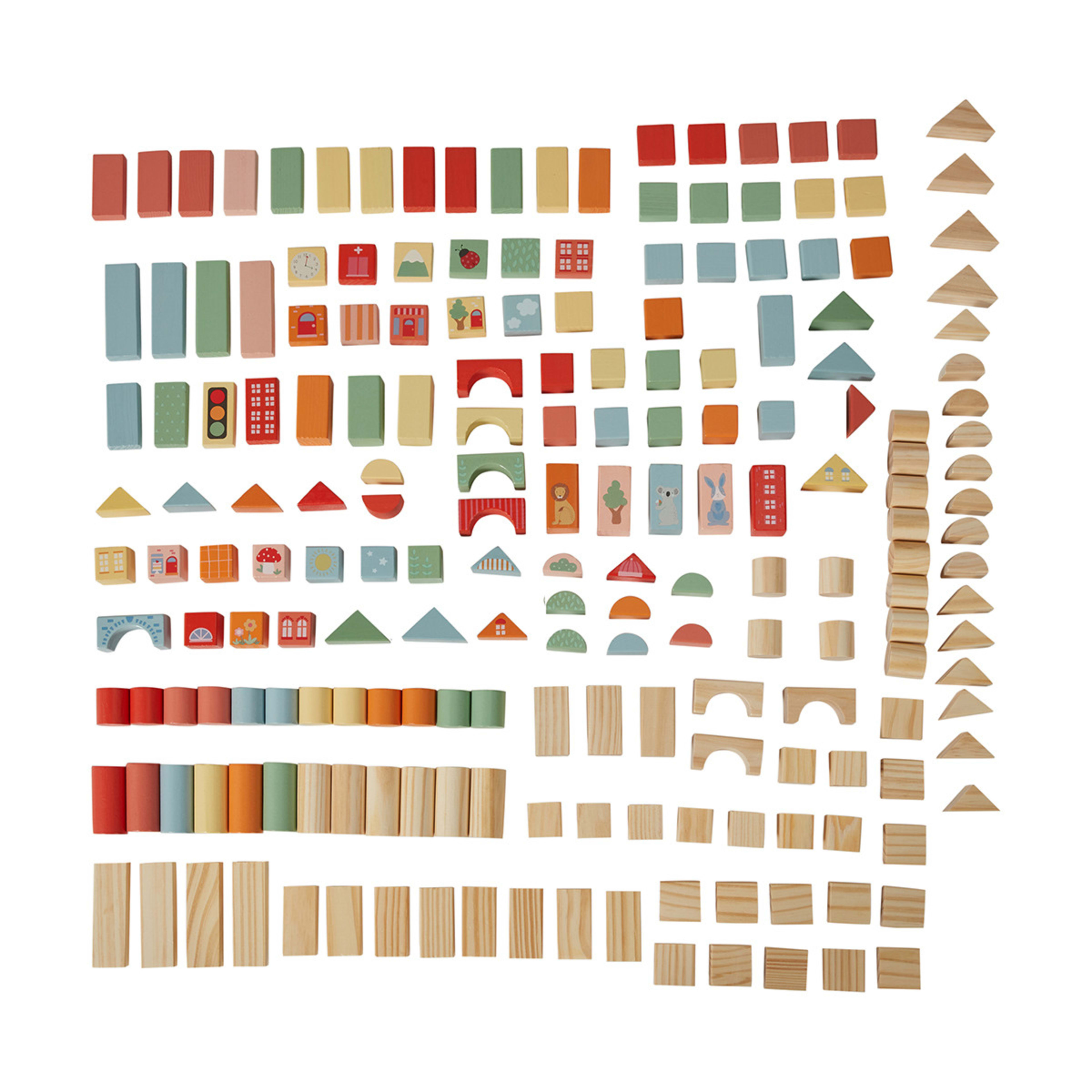 200 Piece Wooden Blocks with Shape Sorting Lid Playset Kmart