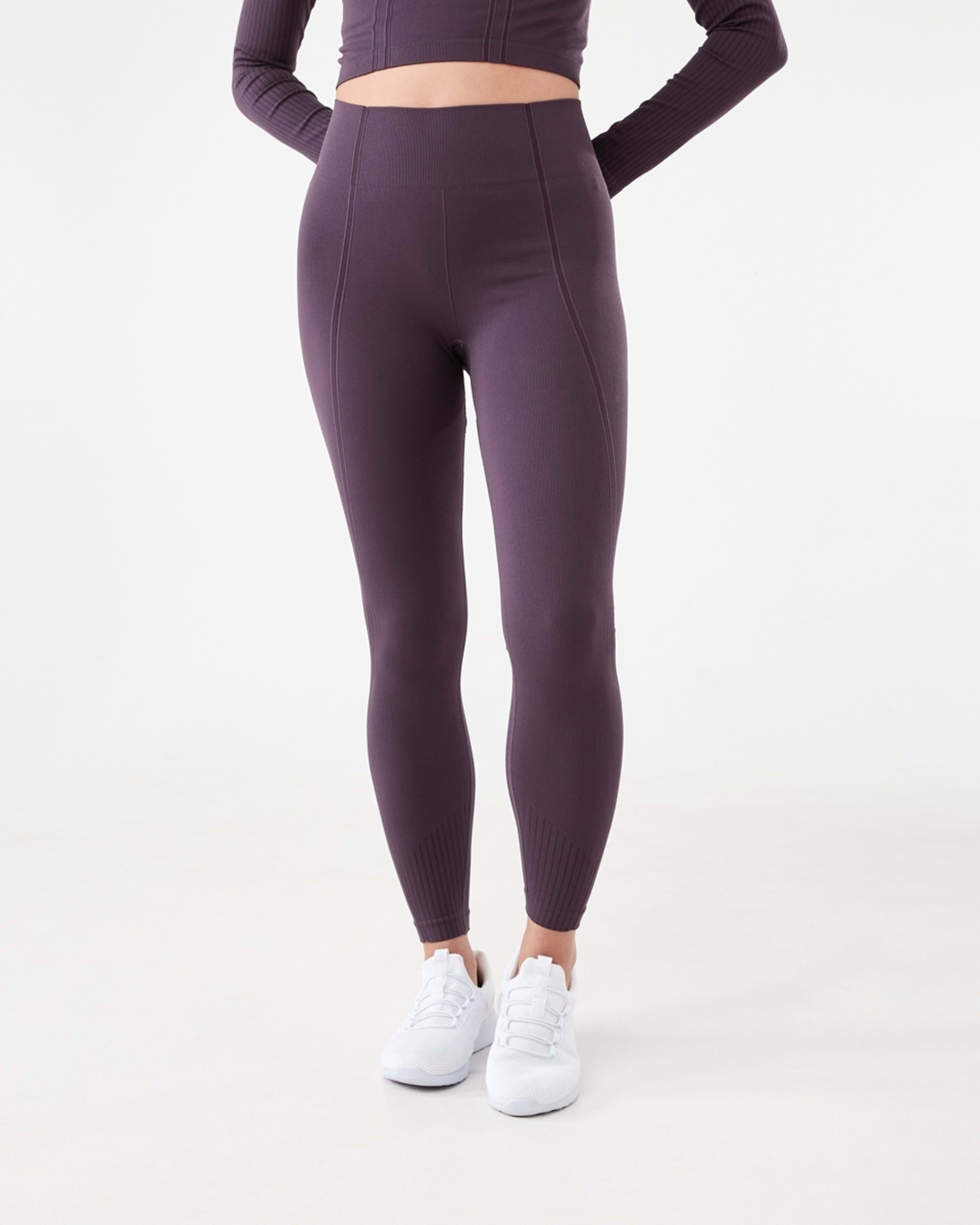 1 Active Womens Seamfree Ribbed Panel Leggings Pur Rasin, 1 of 5