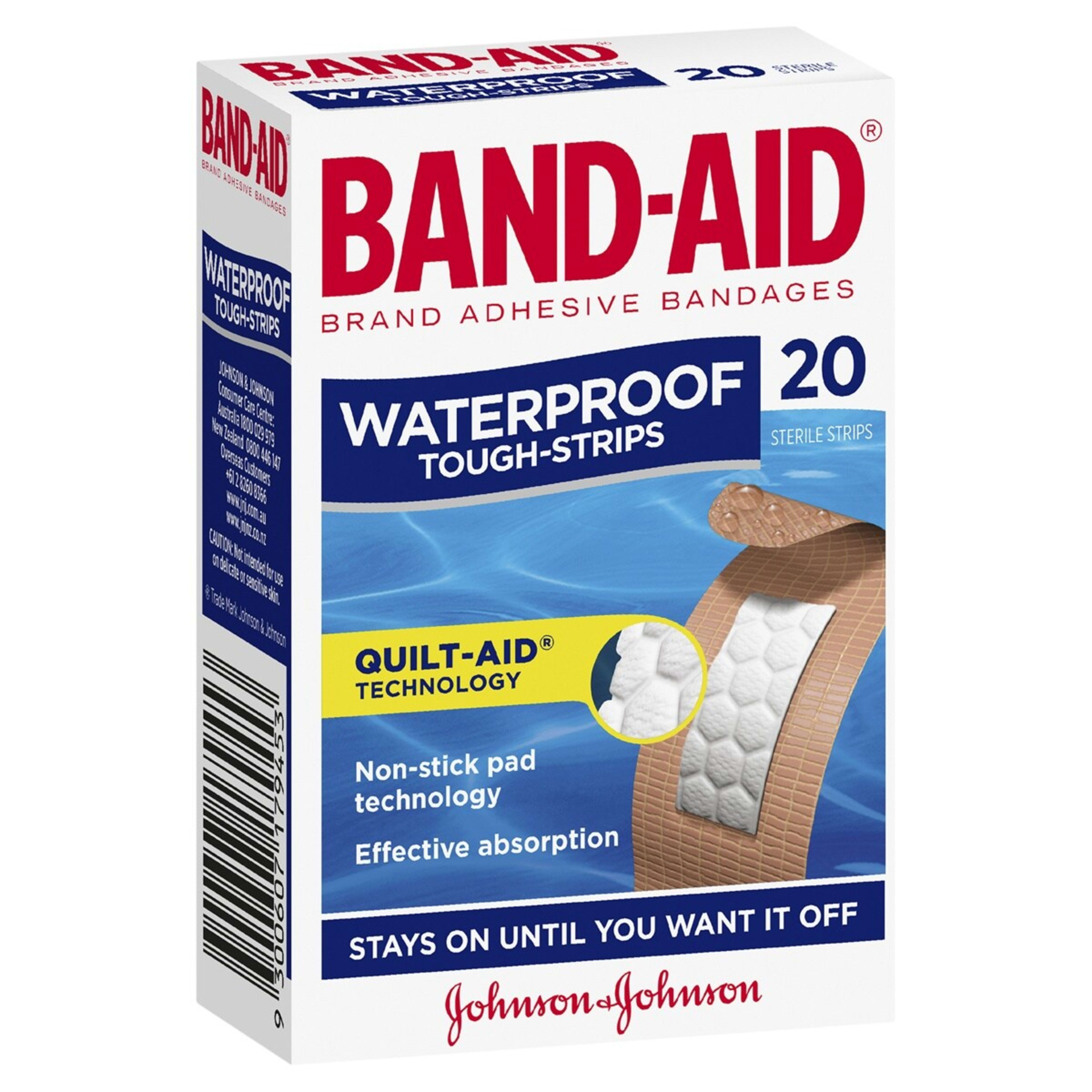 1 20 Pack Band-Aid Waterproof Tough-Strips