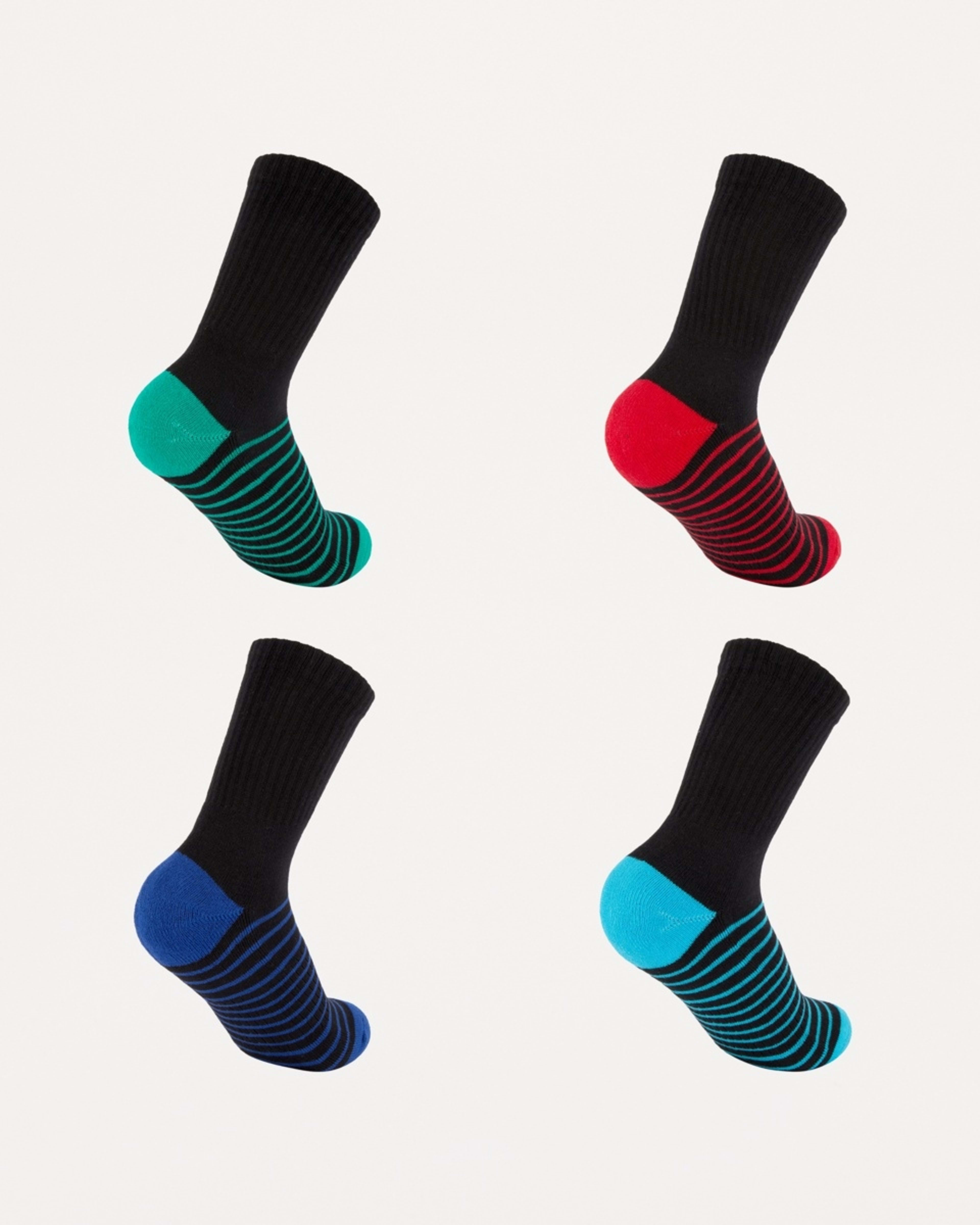 2 4 Pack Active Kids Stretchy Sports Crew Socks BLACK STRIPE, 2 of 3