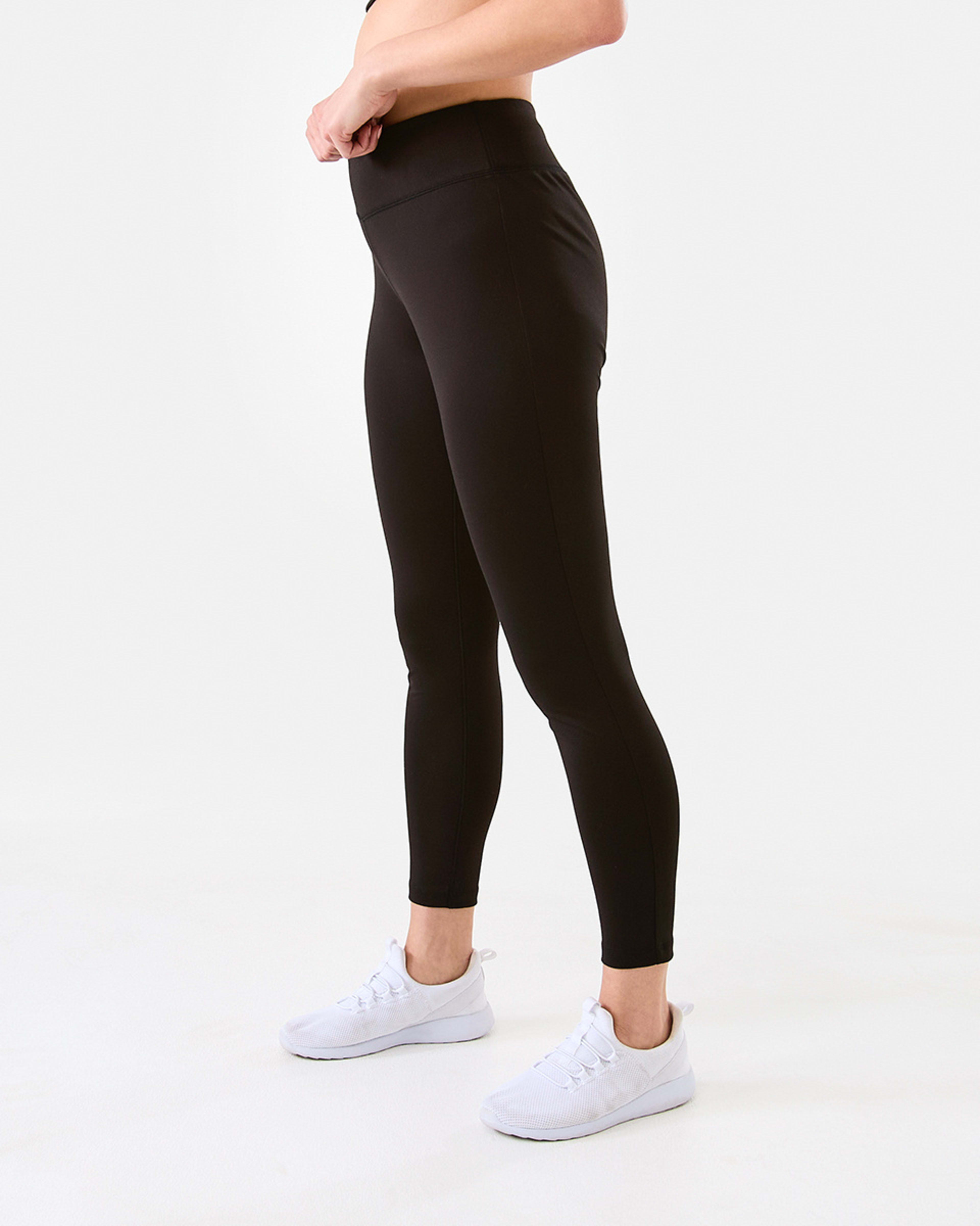 2 Active Womens Full Length Core Everyday Comfort Leggings BLACK, 2 of 5