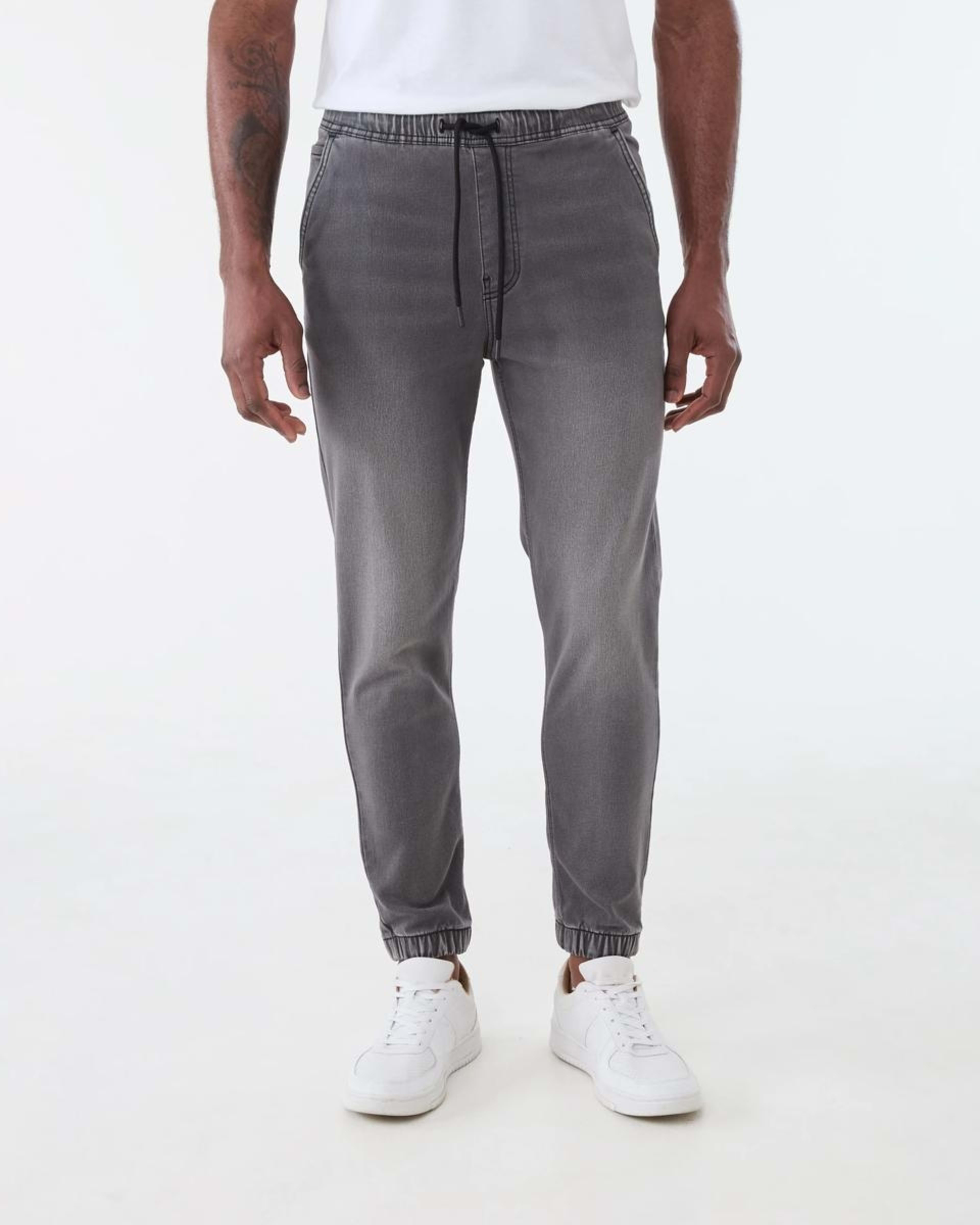 1 Cuffed Denim Joggers Gry Wash, 1 of 5
