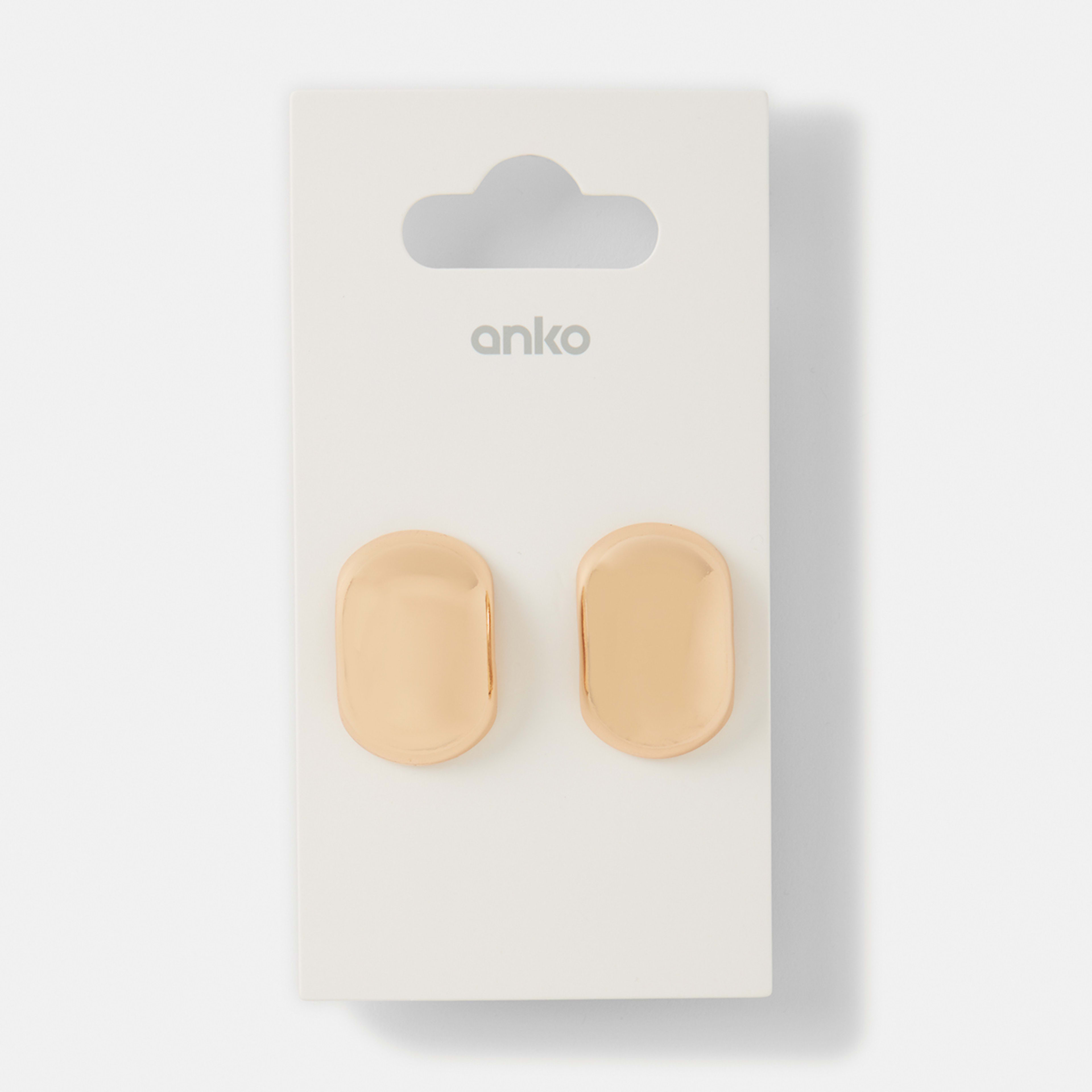 5 Oval Stud Earrings - Gold Tone, 5 of 5