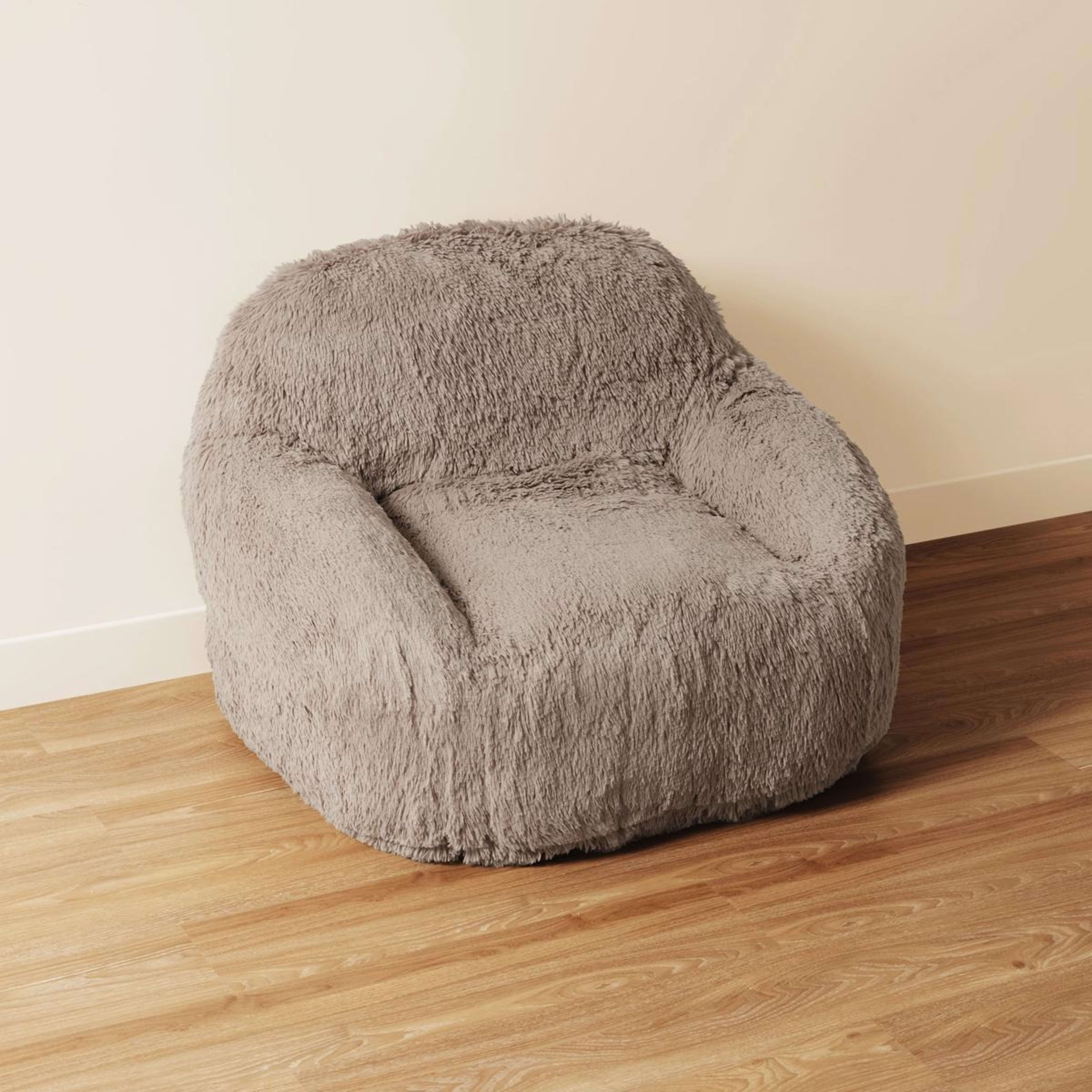 3 Faux Fur Taupe Expanding Chair, 3 of 6