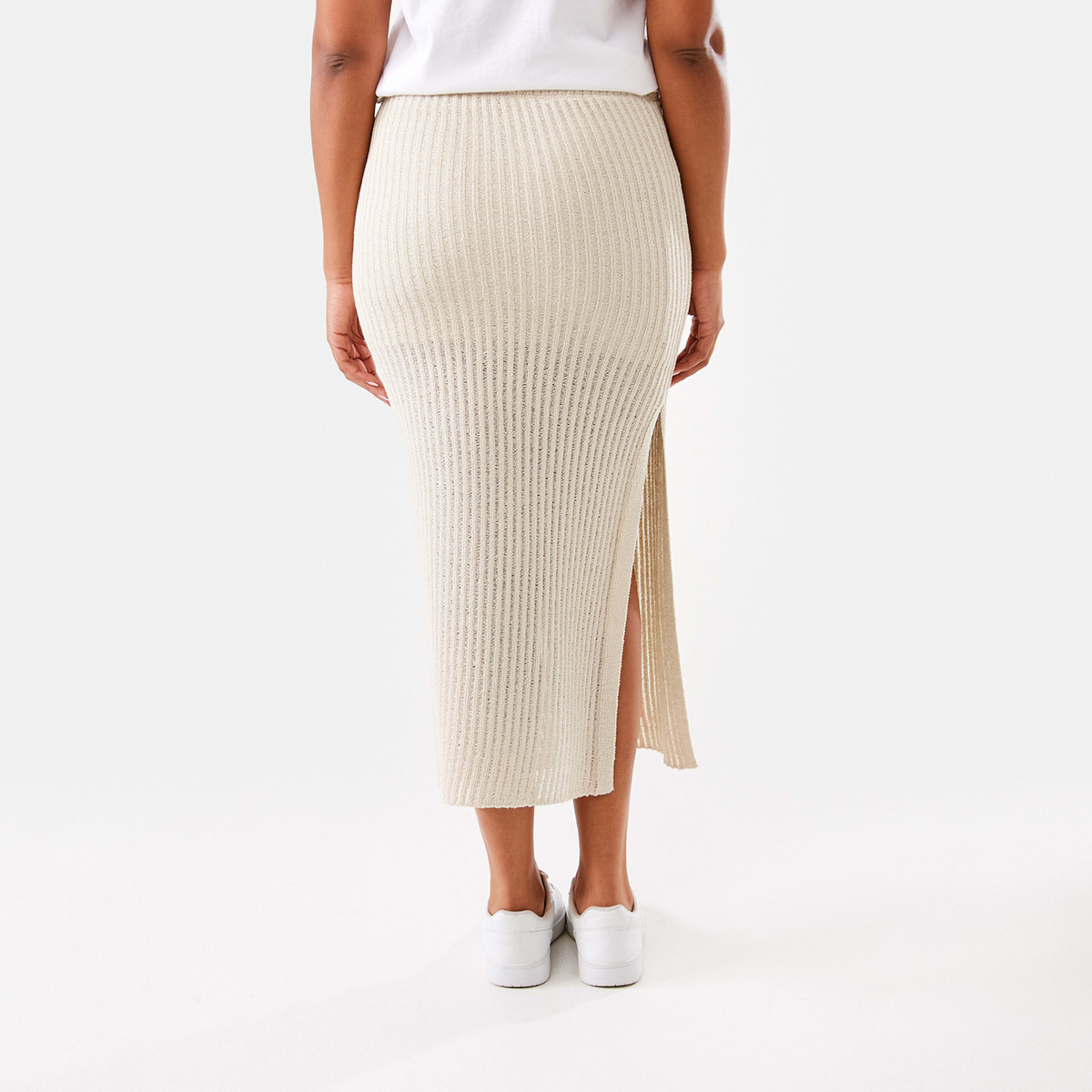 3 Textured Knit Skirt Natural Beige, 3 of 5