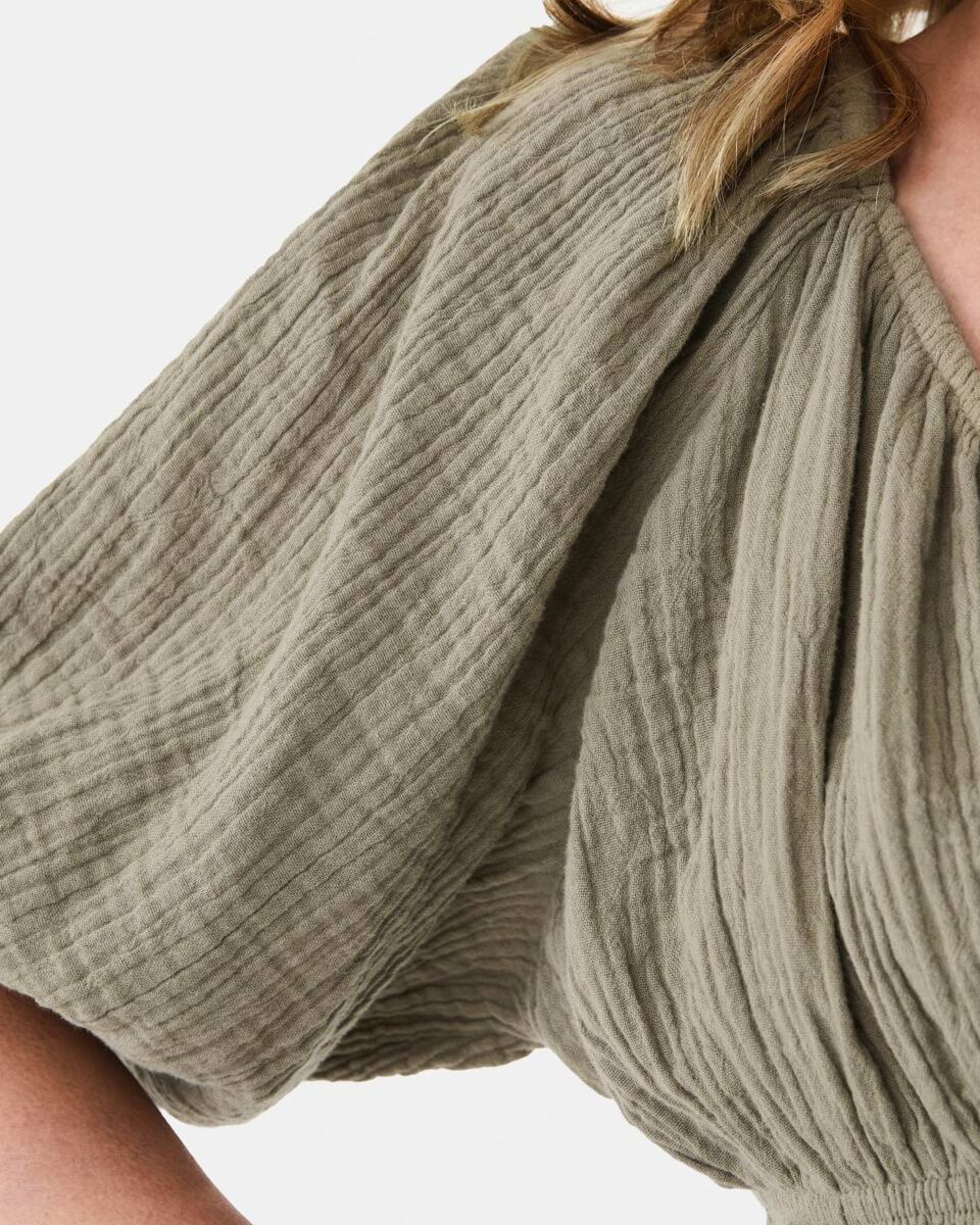 5 Short Sleeve Ruched Peplum Top Pave Grey, 5 of 6