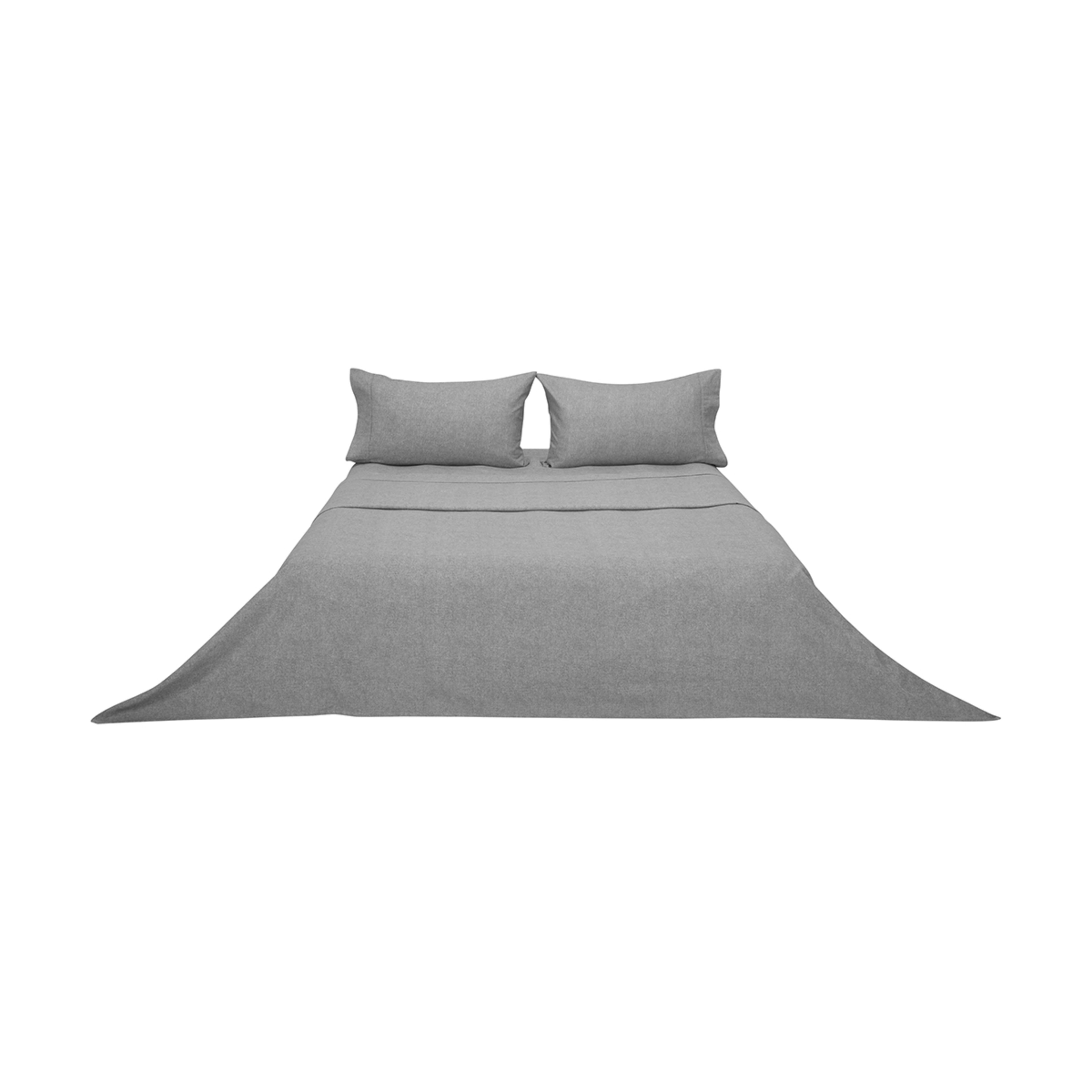 6 Marle Cotton Flannelette Sheet Set - Queen Bed, Light Grey, 6 of 7