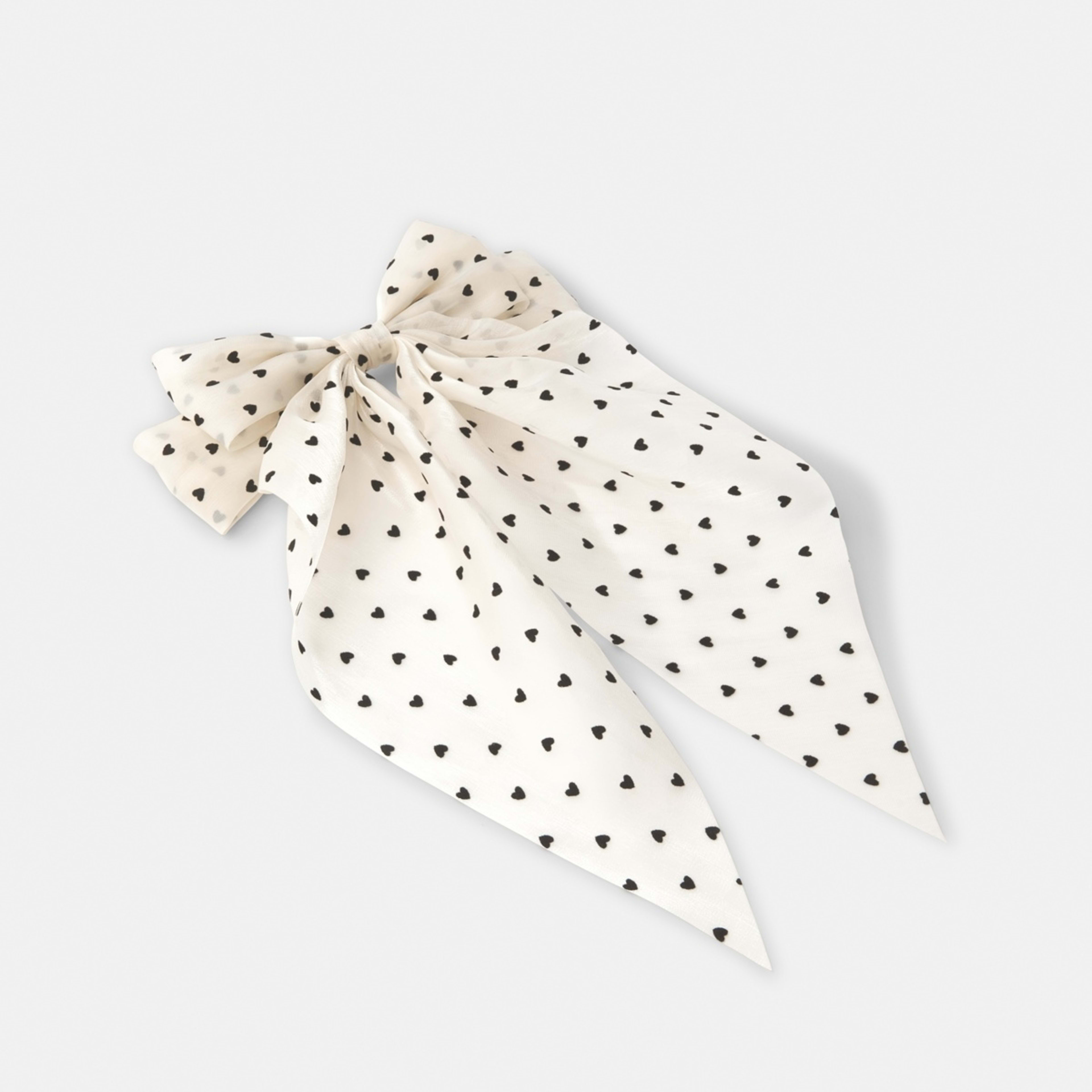 2 White Heart Barrette Large Bow Hair Clip, 2 of 6