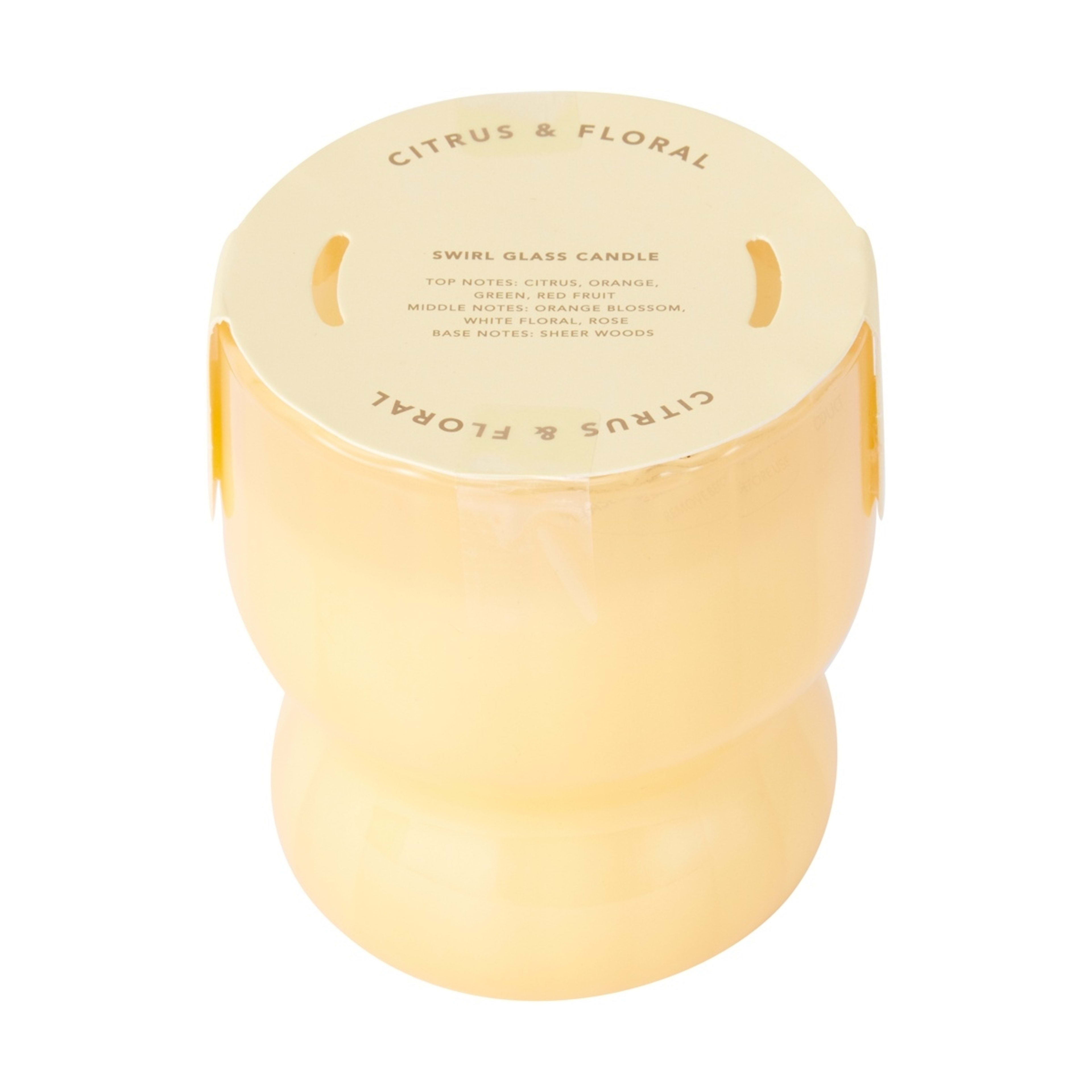 6 Citrus and Floral Swirl Glass Candle - Yellow, 6 of 8