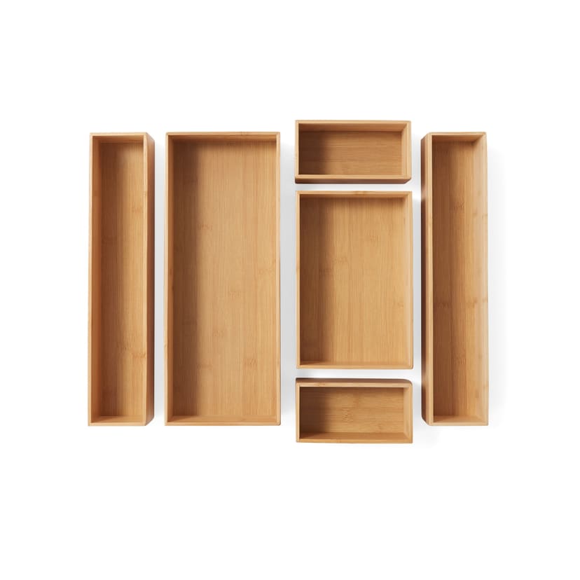 6 Piece Bamboo Drawer Organiser Set Kmart