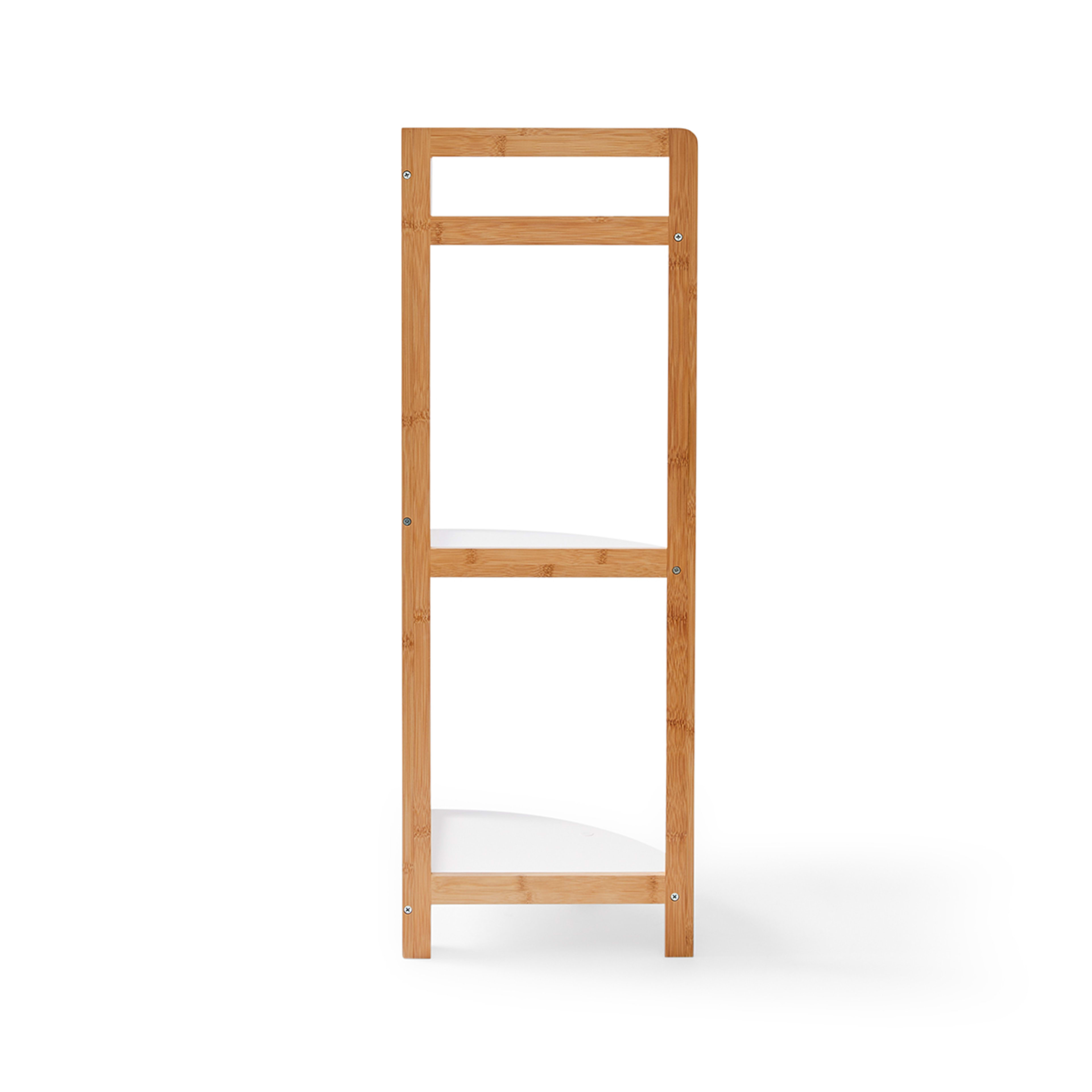 Bamboo and White 3 Tier Corner Shelf Kmart