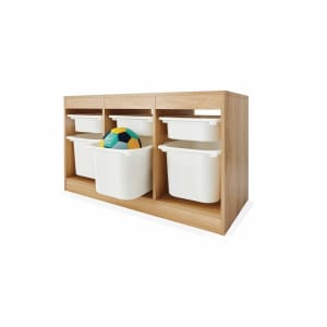 Kids Storage Unit with 6 Tubs - Oak 
