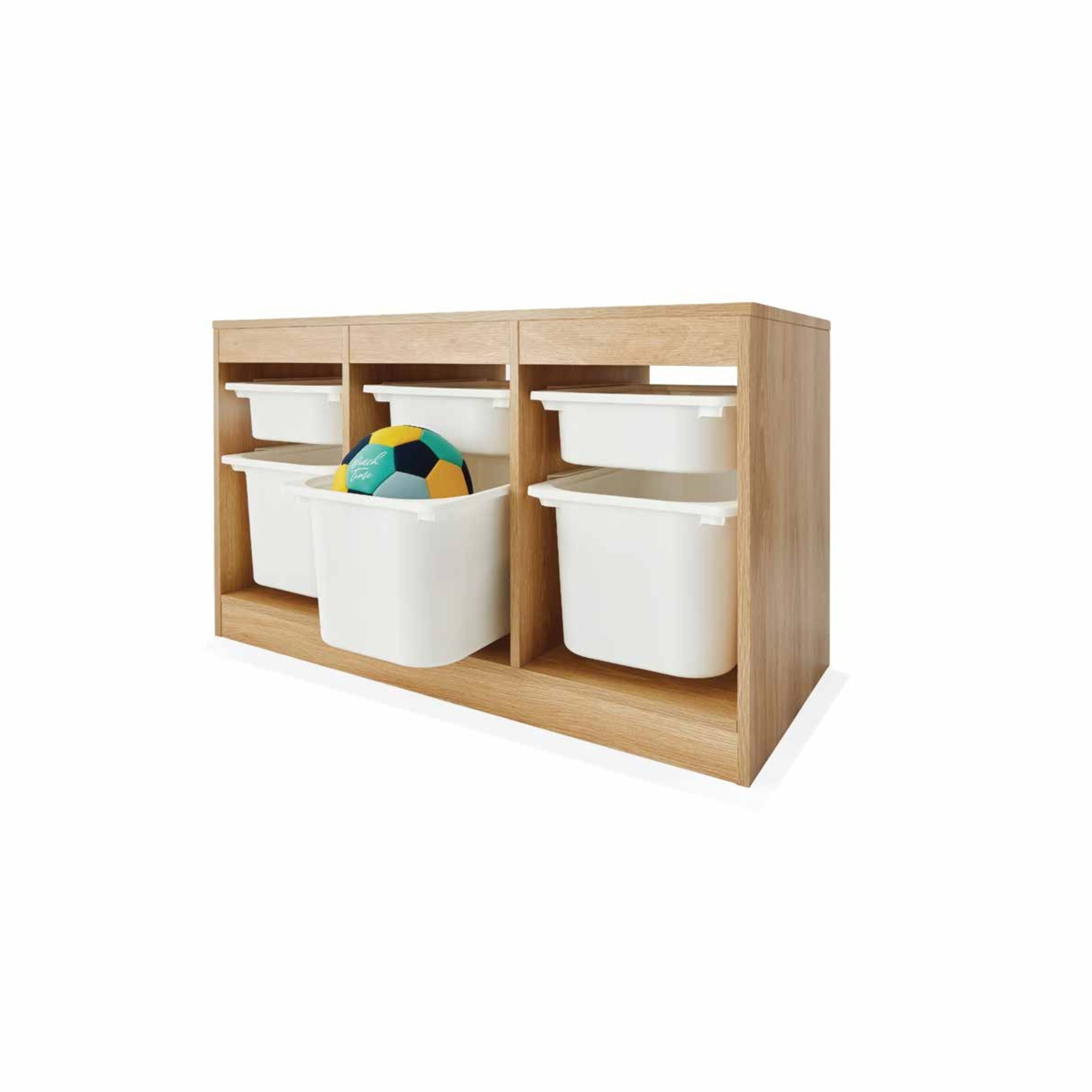 1 Kids Storage Unit with 6 Tubs - Oak Look