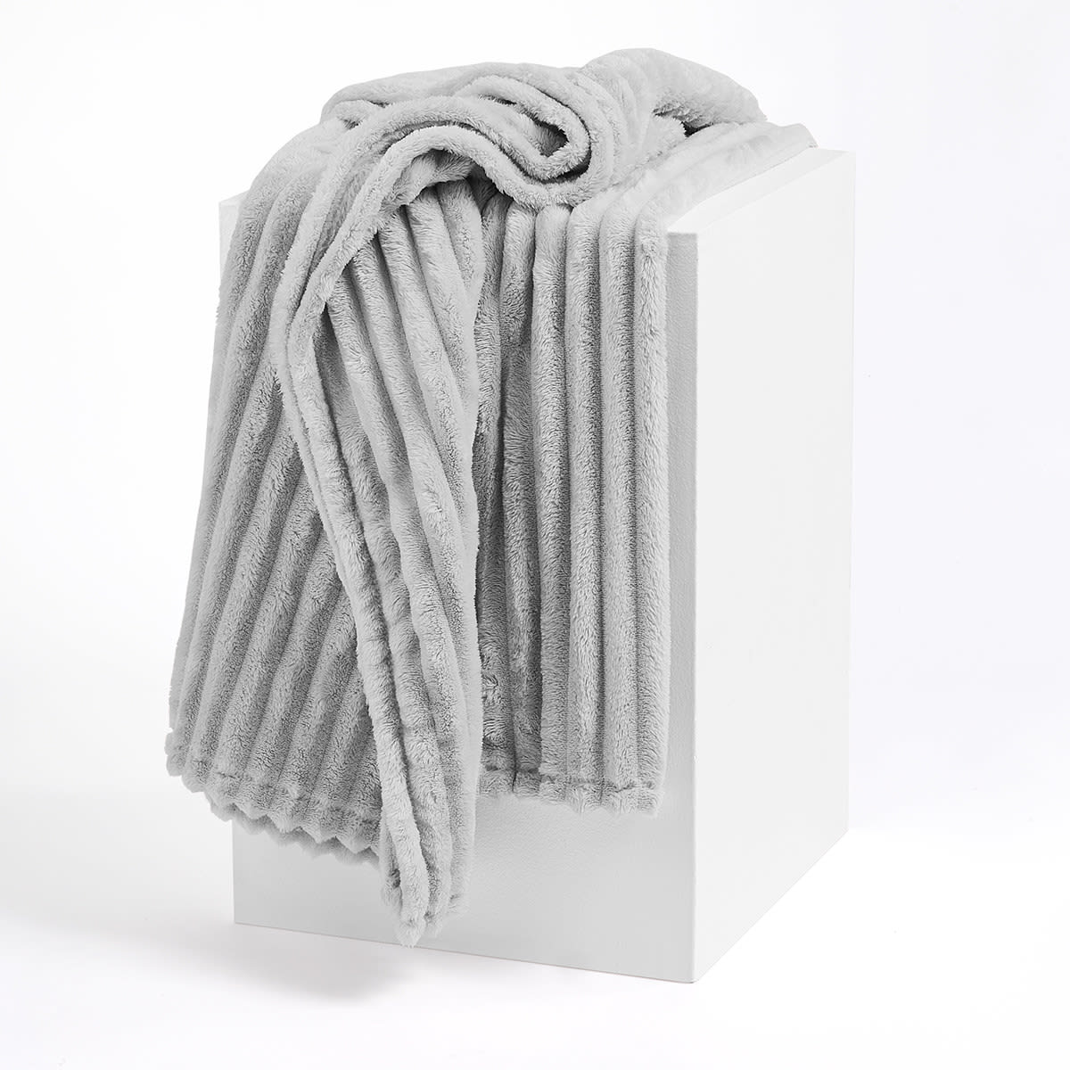 Ribbed Faux Fur Throw Grey Kmart NZ