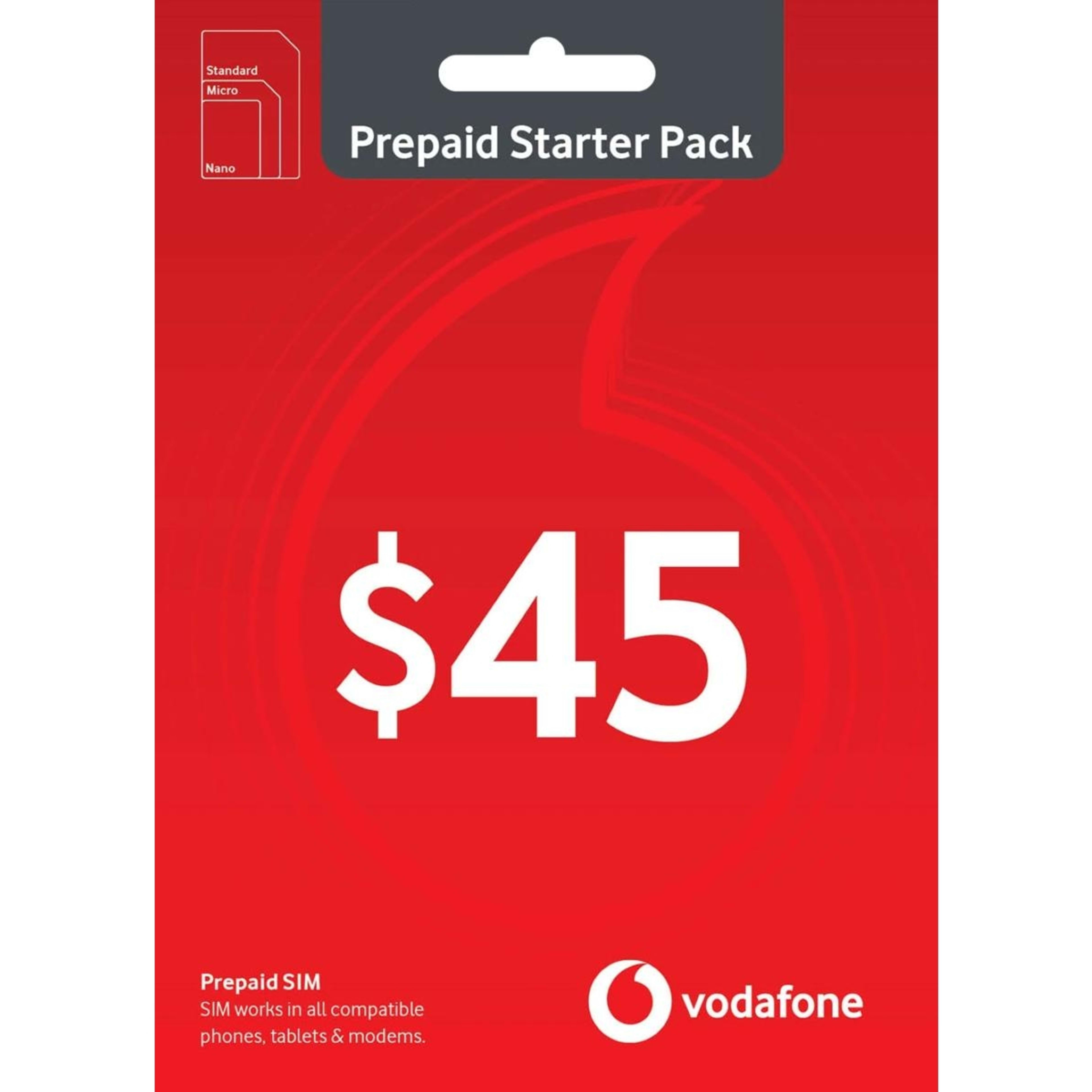 1 Vodafone $45 Prepaid SIM Starter Pack
