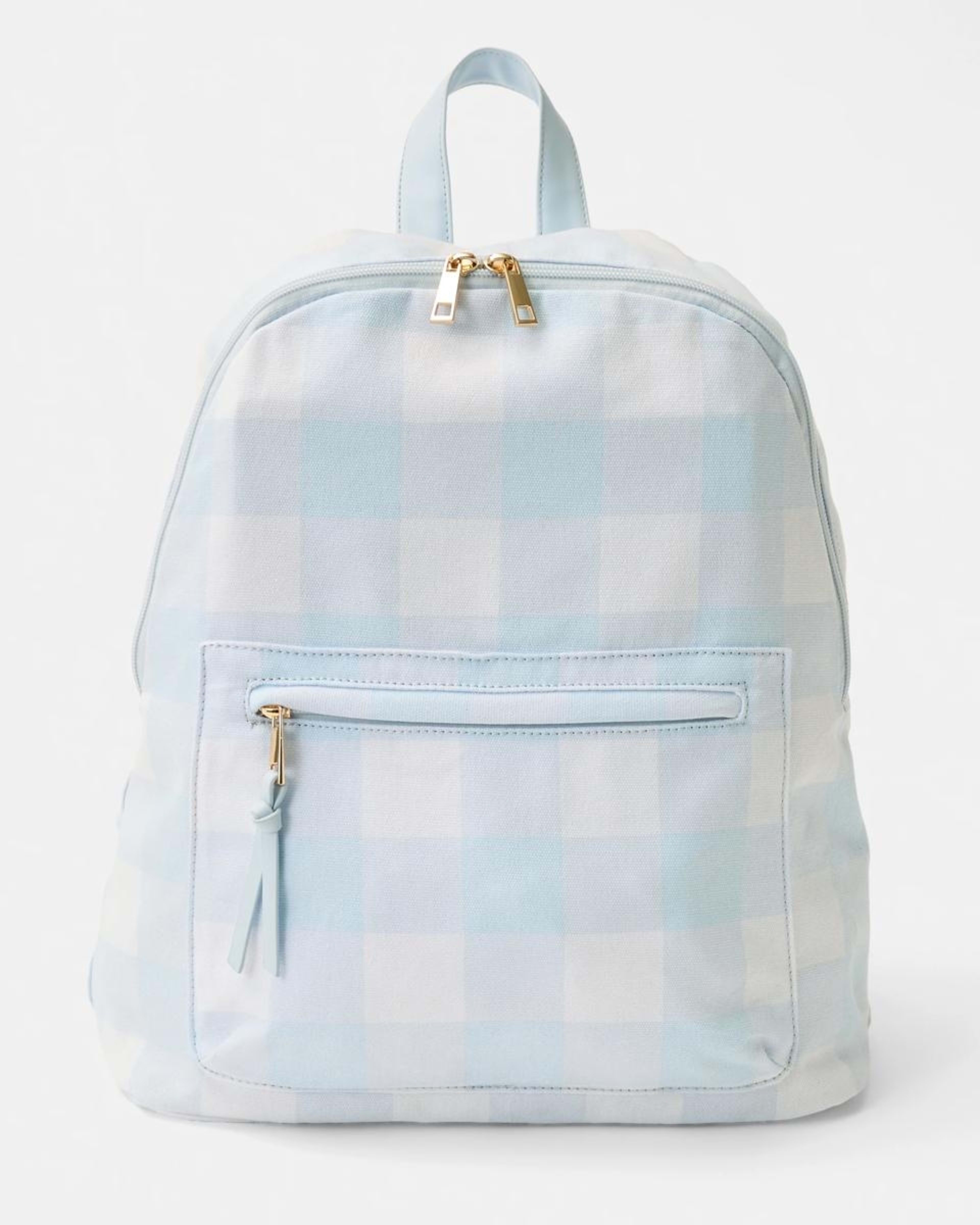 1 Canvas Backpack Blue Ging, 1 of 4