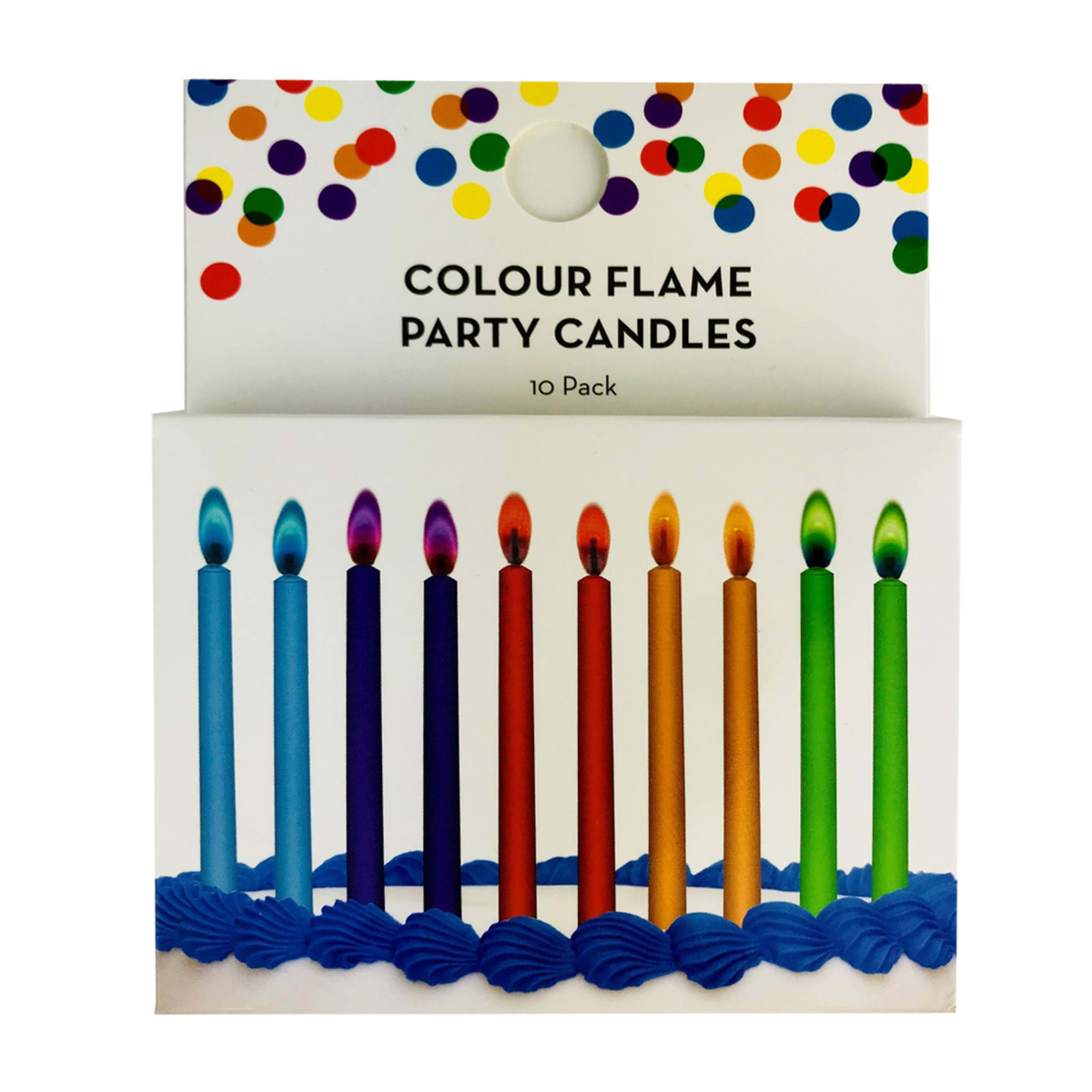 1 10 Pack Colour Flame Party Candles