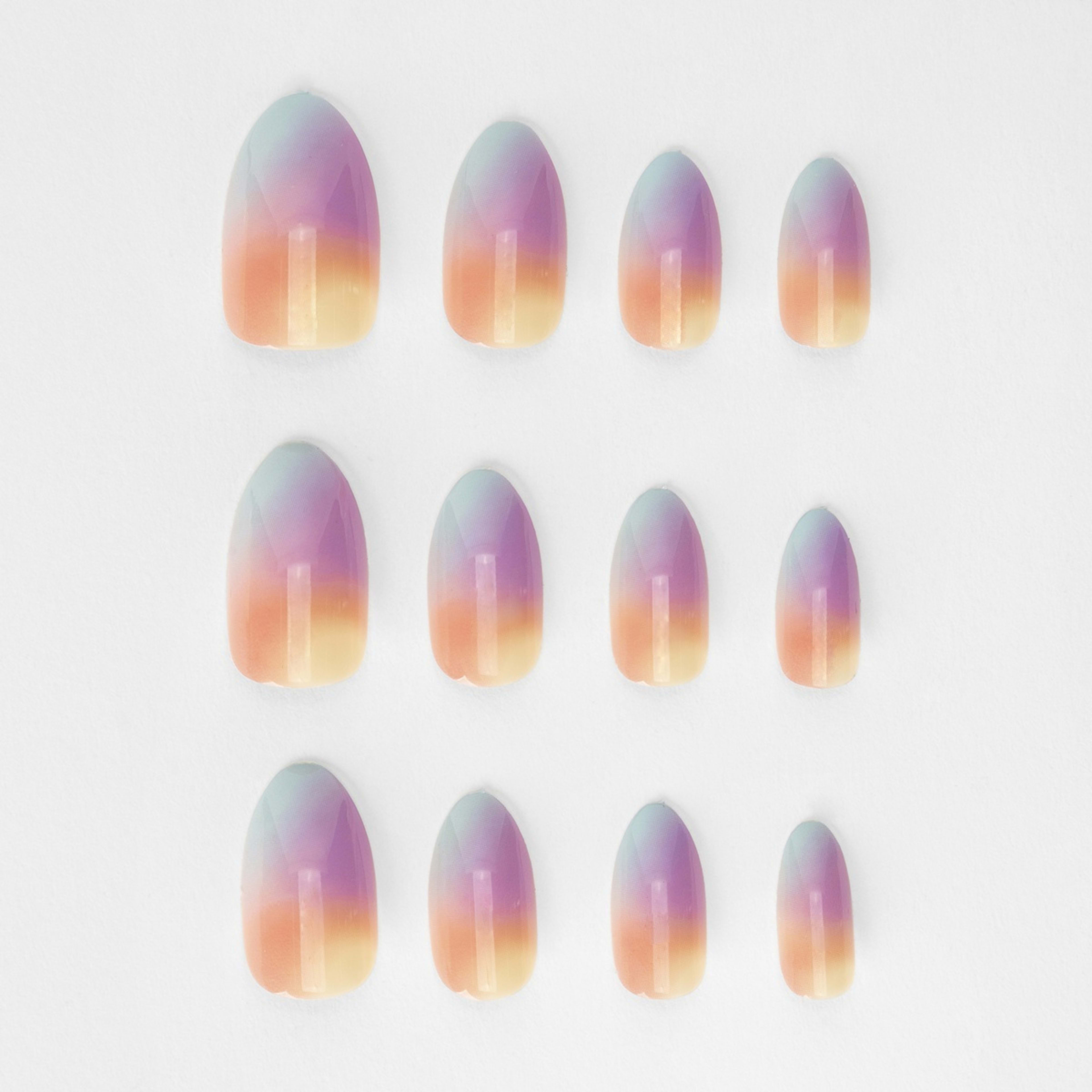 OXX Cosmetics 24 Pack False Nails with Adhesive - Almond Shape, Sunset ...