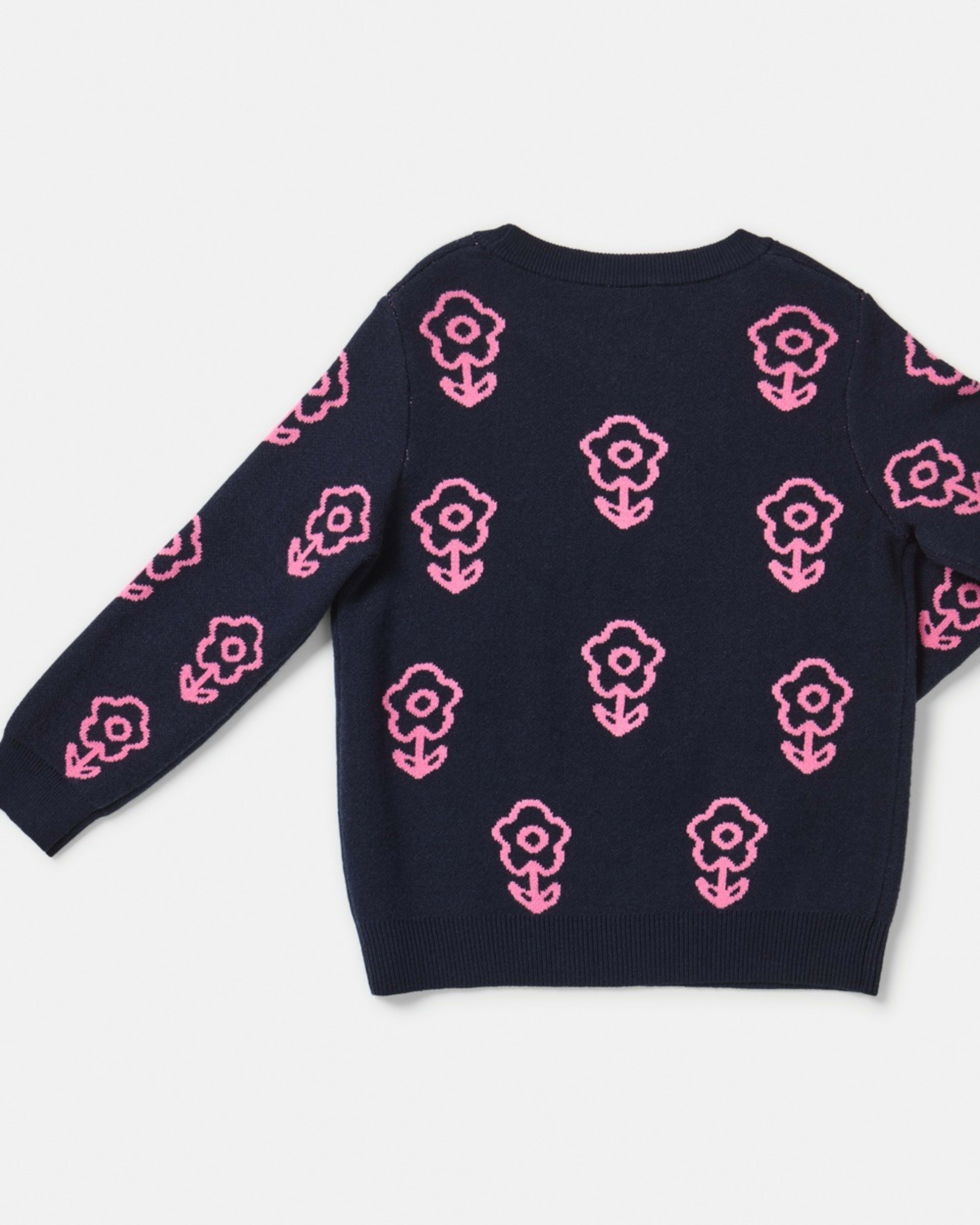 9 Jacquard Knit Jumper Nvy Flower, 9 of 9