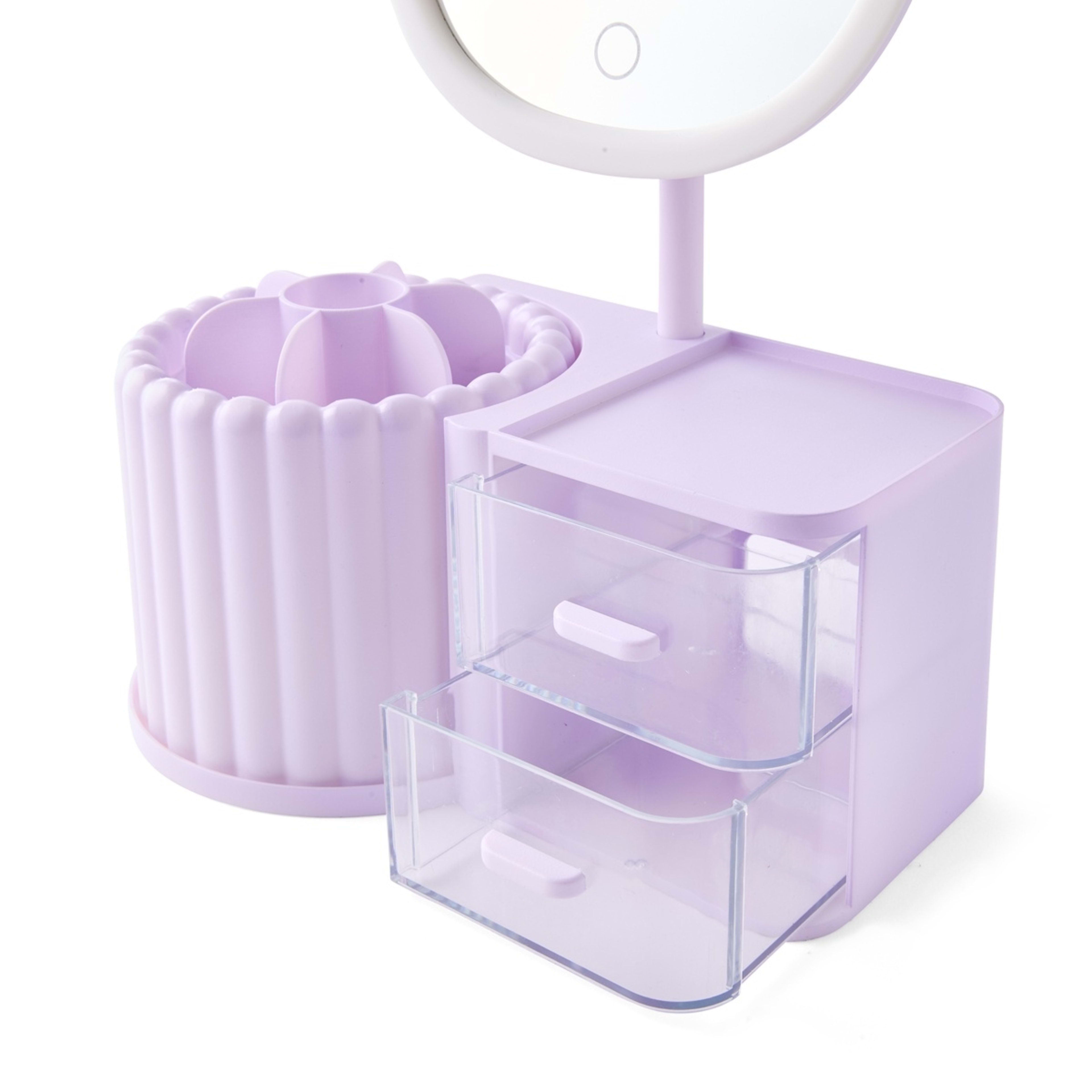 9 Cosmetic Organiser with Mirror - Lilac, 9 of 10