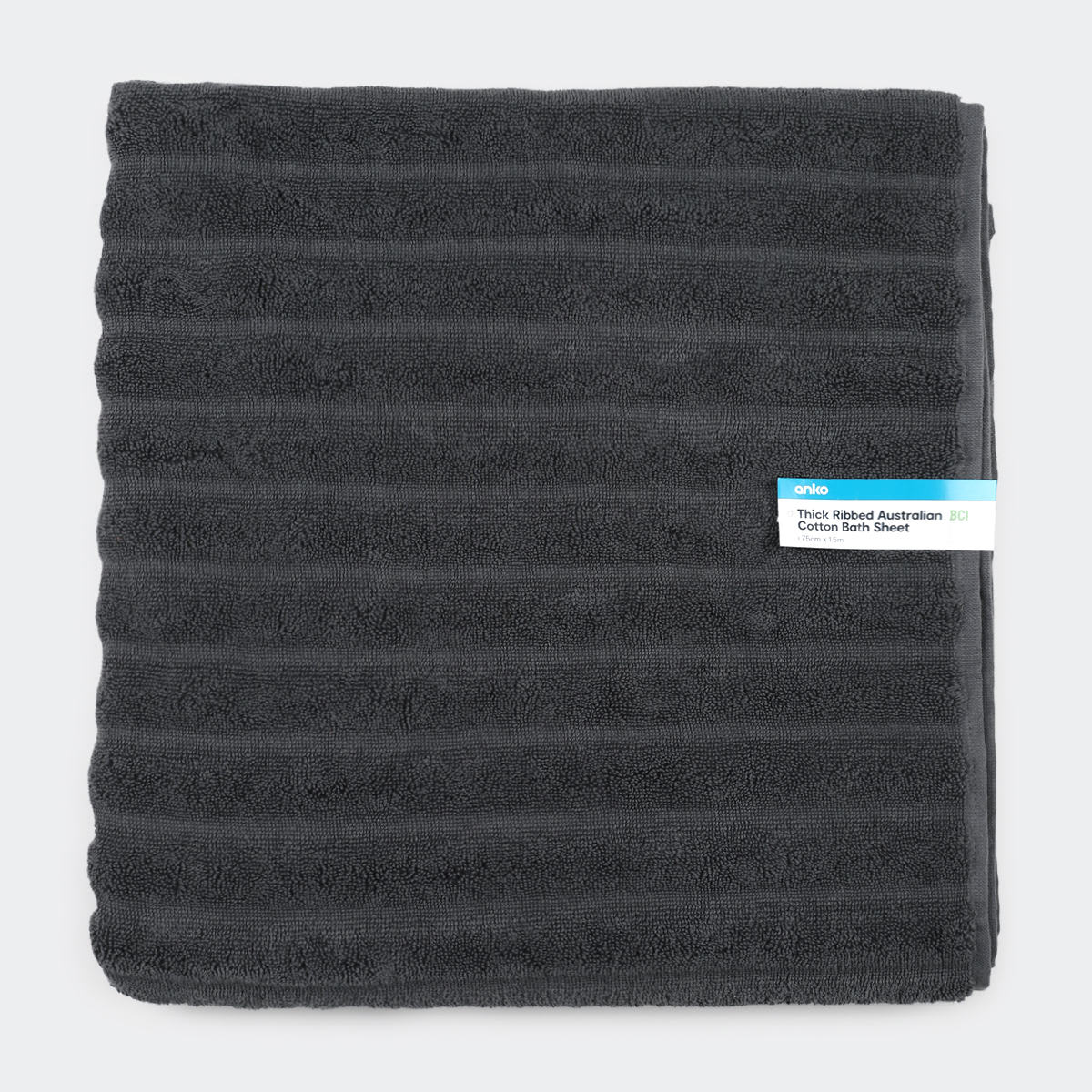 Thick Ribbed Australian Cotton Bath Sheet - Grey - Kmart