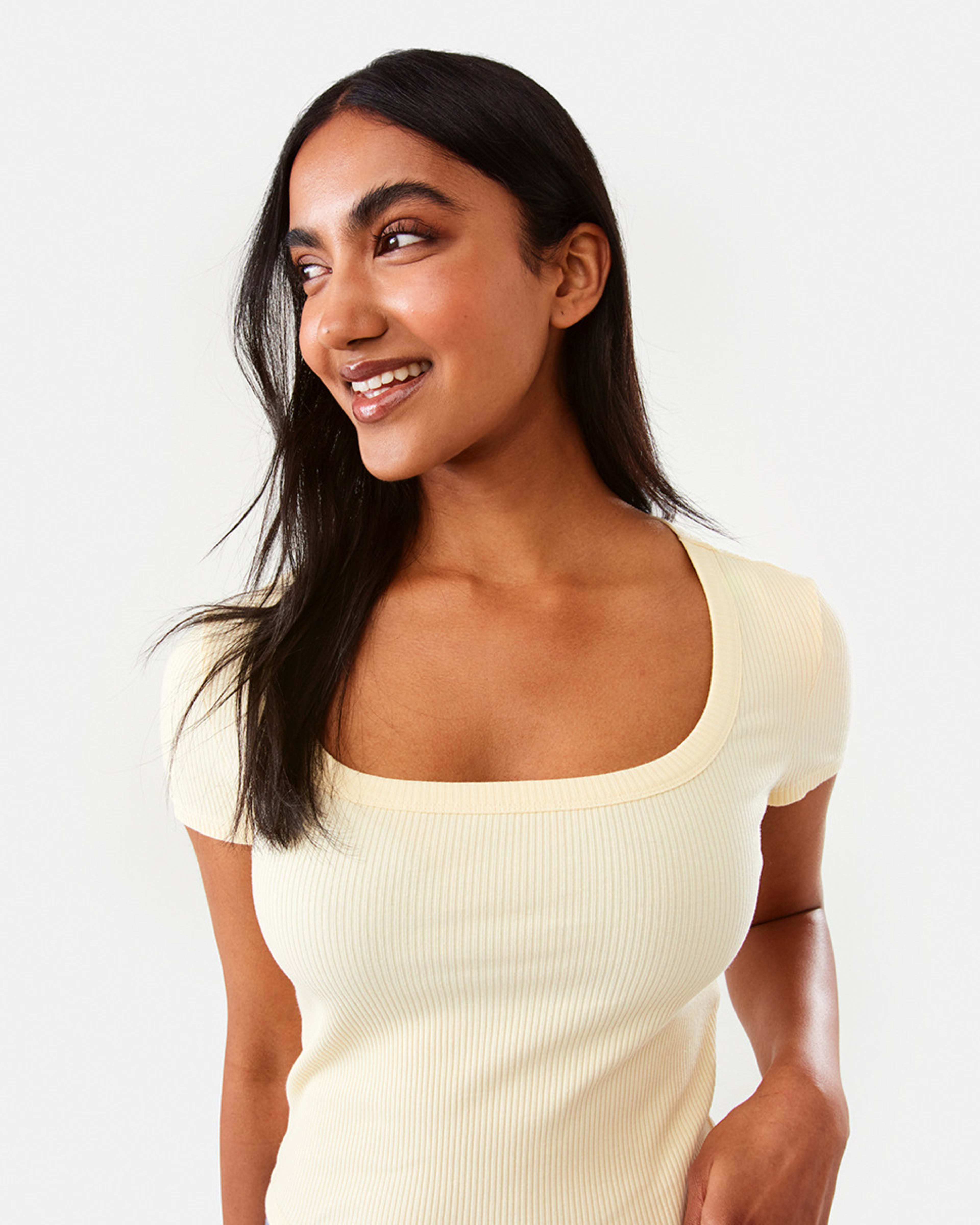 7 Short Sleeve Ribbed Square Neck T-shirt Pnacota, 7 of 8