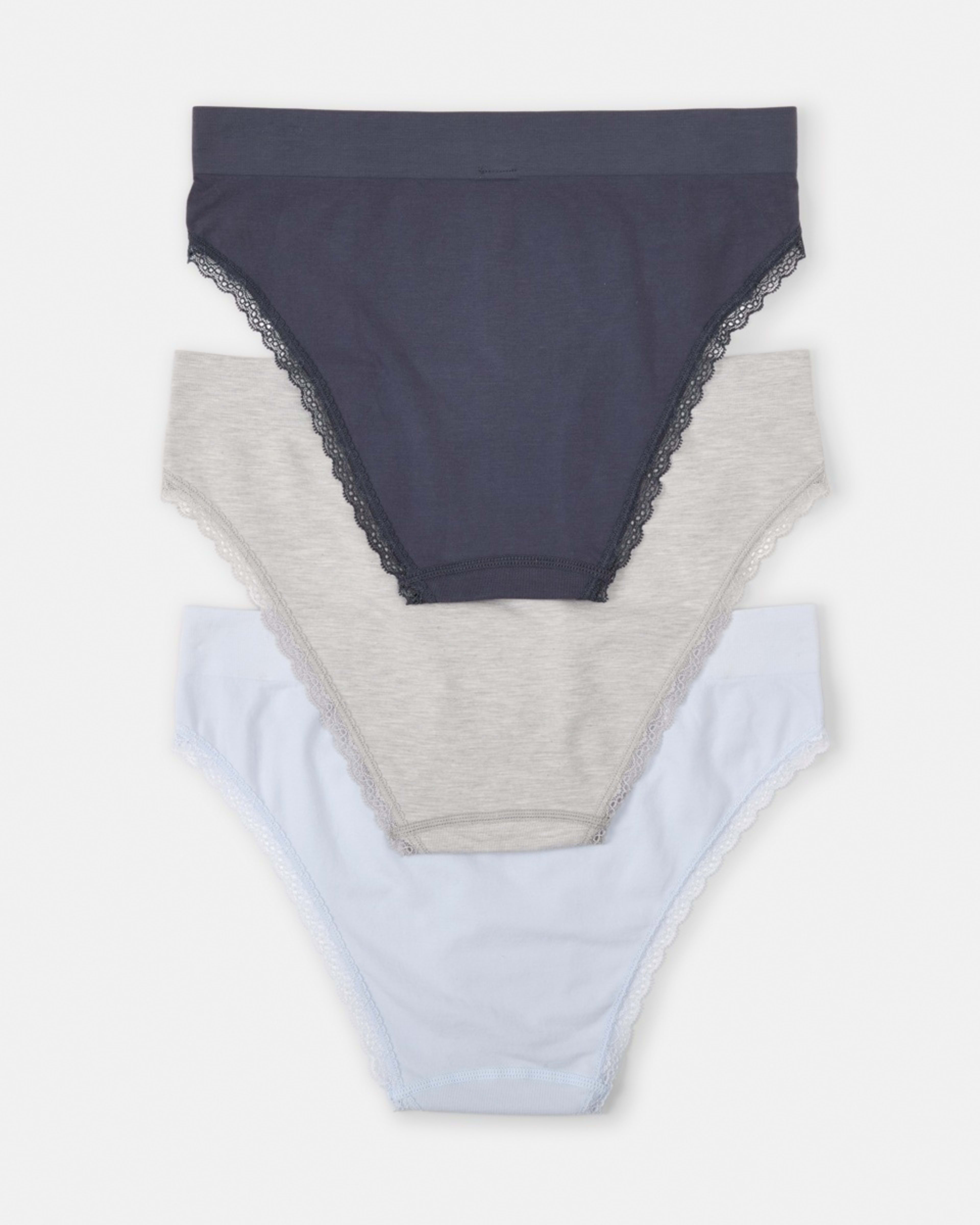 2 3 Pack Seamfree Bamboo Lace Bikini Briefs HALOGEN BLUE, SILVER MARLE, SHADOW NAVY, 2 of 9