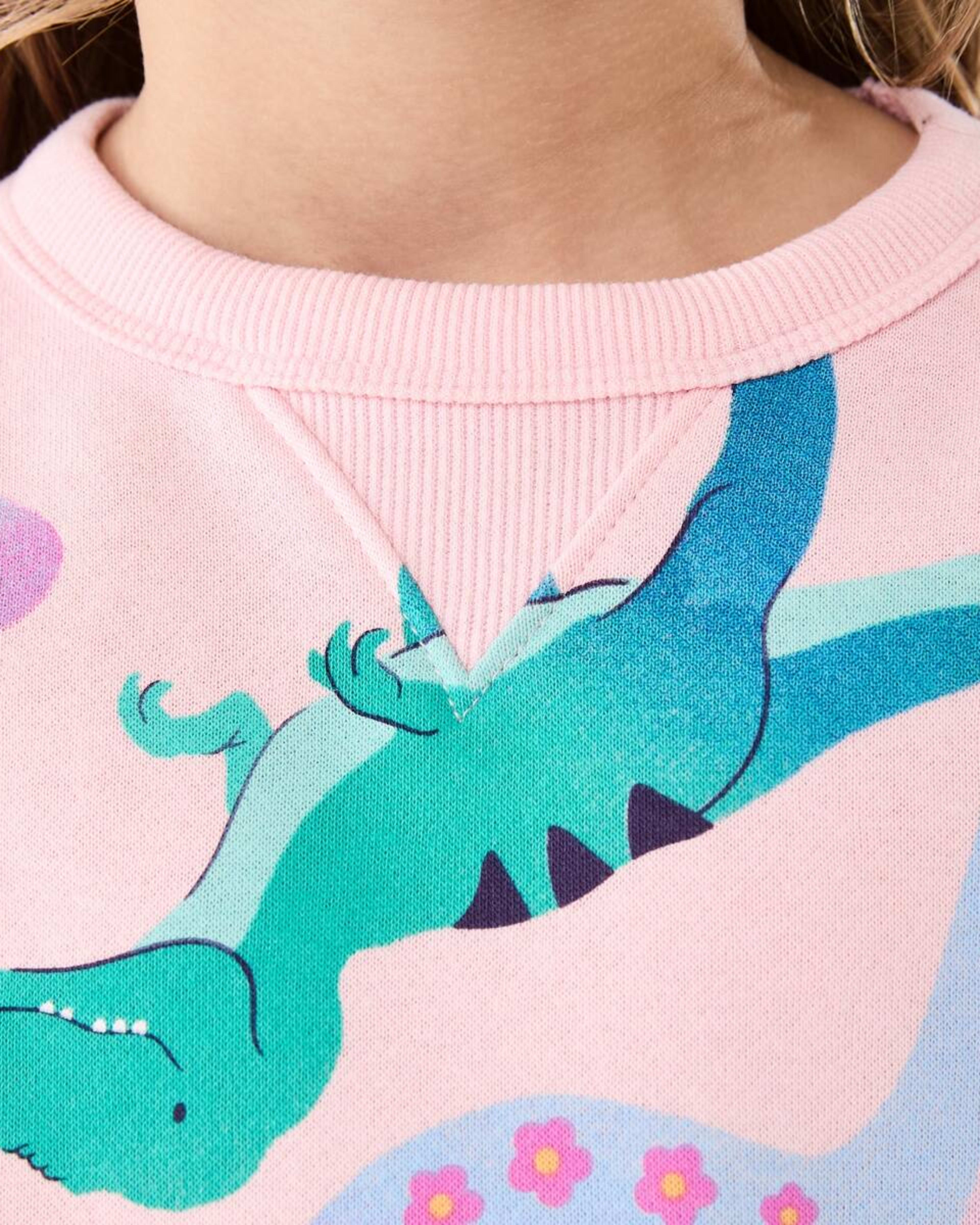 4 All Over Print Crew Neck Sweatshirt Joyful Dinos Fare Pink, 4 of 10