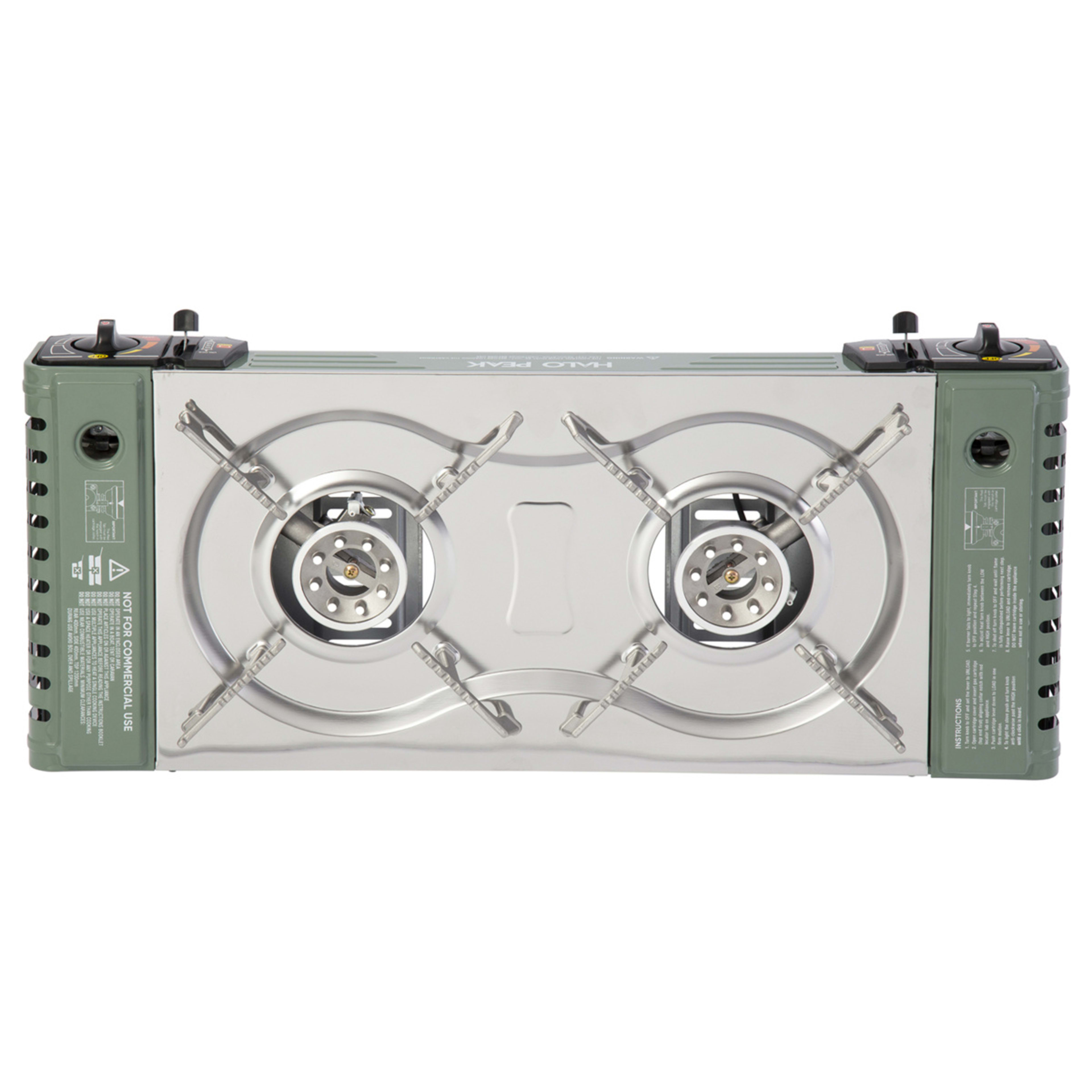 Halo Peak Butane Twin Burner Stove with Hotplate Kmart