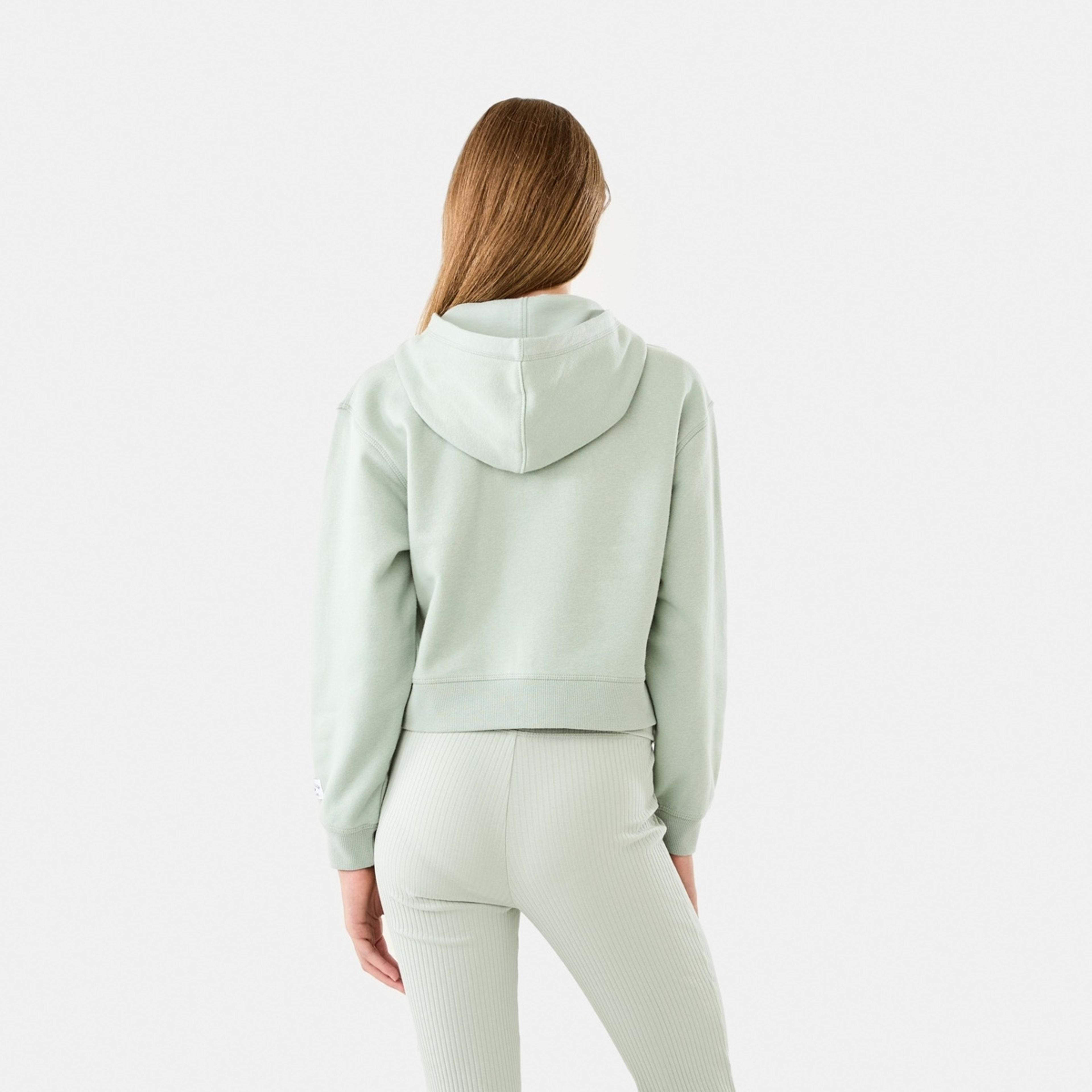 2 Cropped Zip Through Hoodie Aqua Grey, 2 of 10