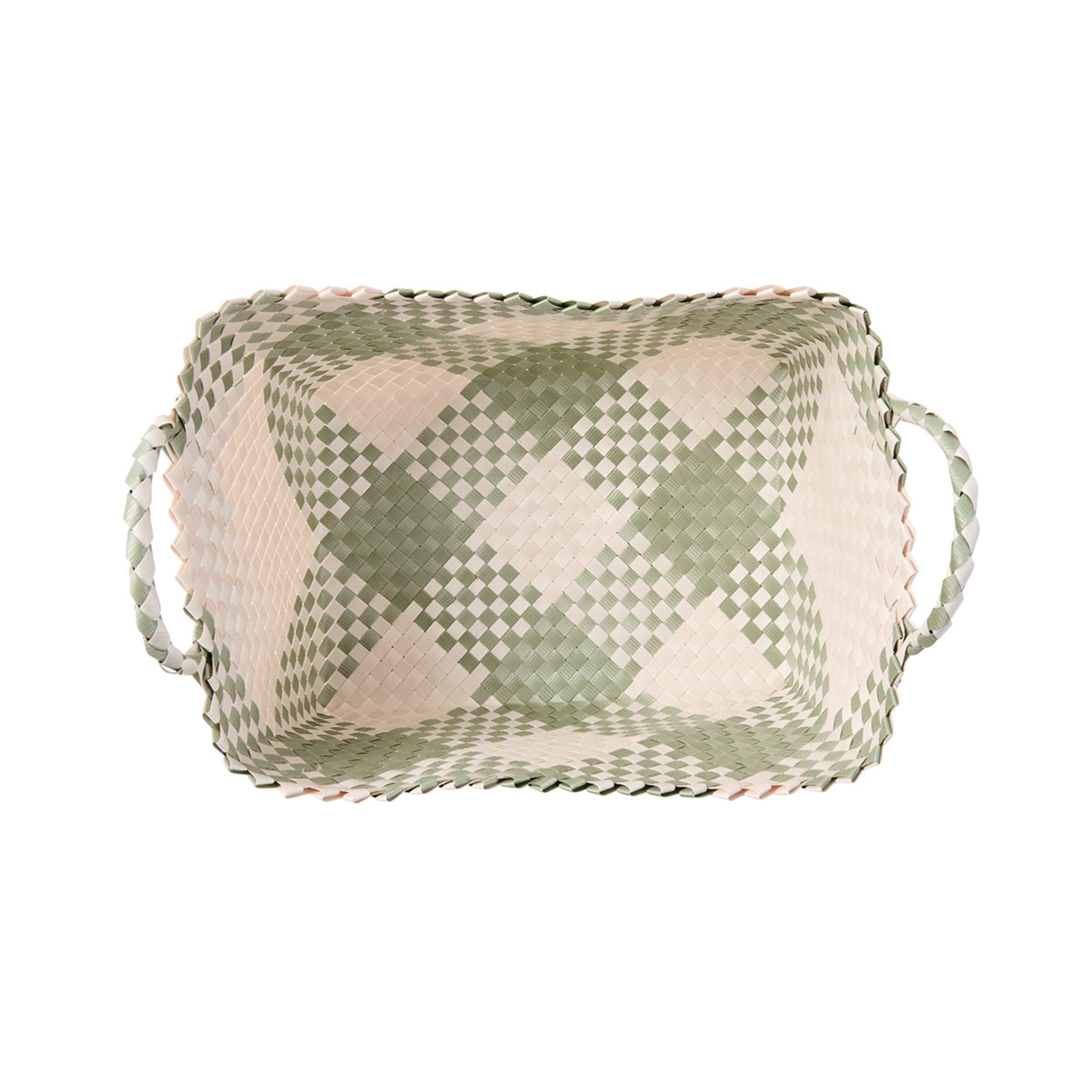 8 Rectangle Check Plastic Basket - Green, 8 of 8