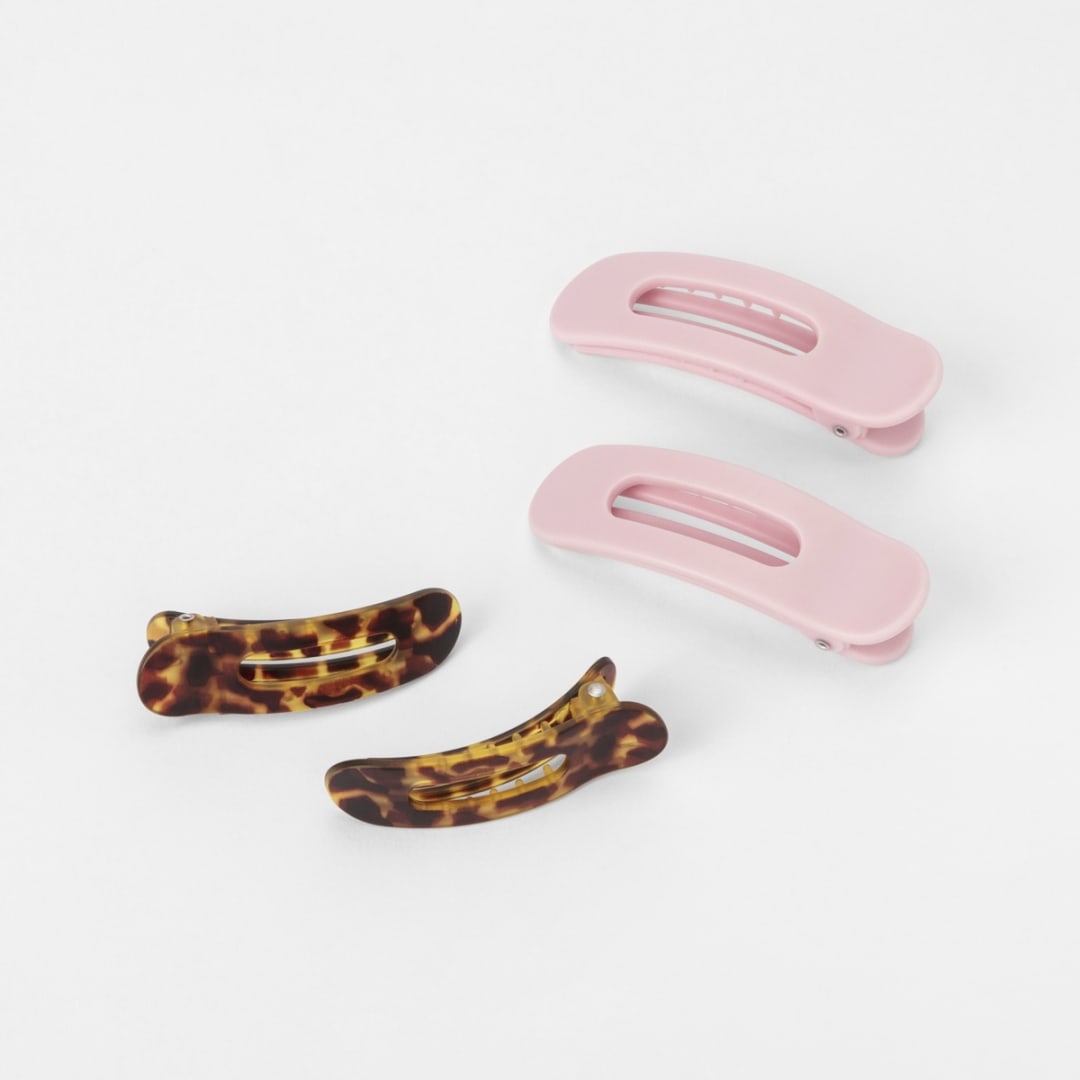 OXX Haircare 4 Pack Pink and Tort Flat Lay Claw Hair Clips Kmart