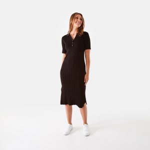 Maternity Short Sleeve True Knit Polo Midi Dress - Kmart