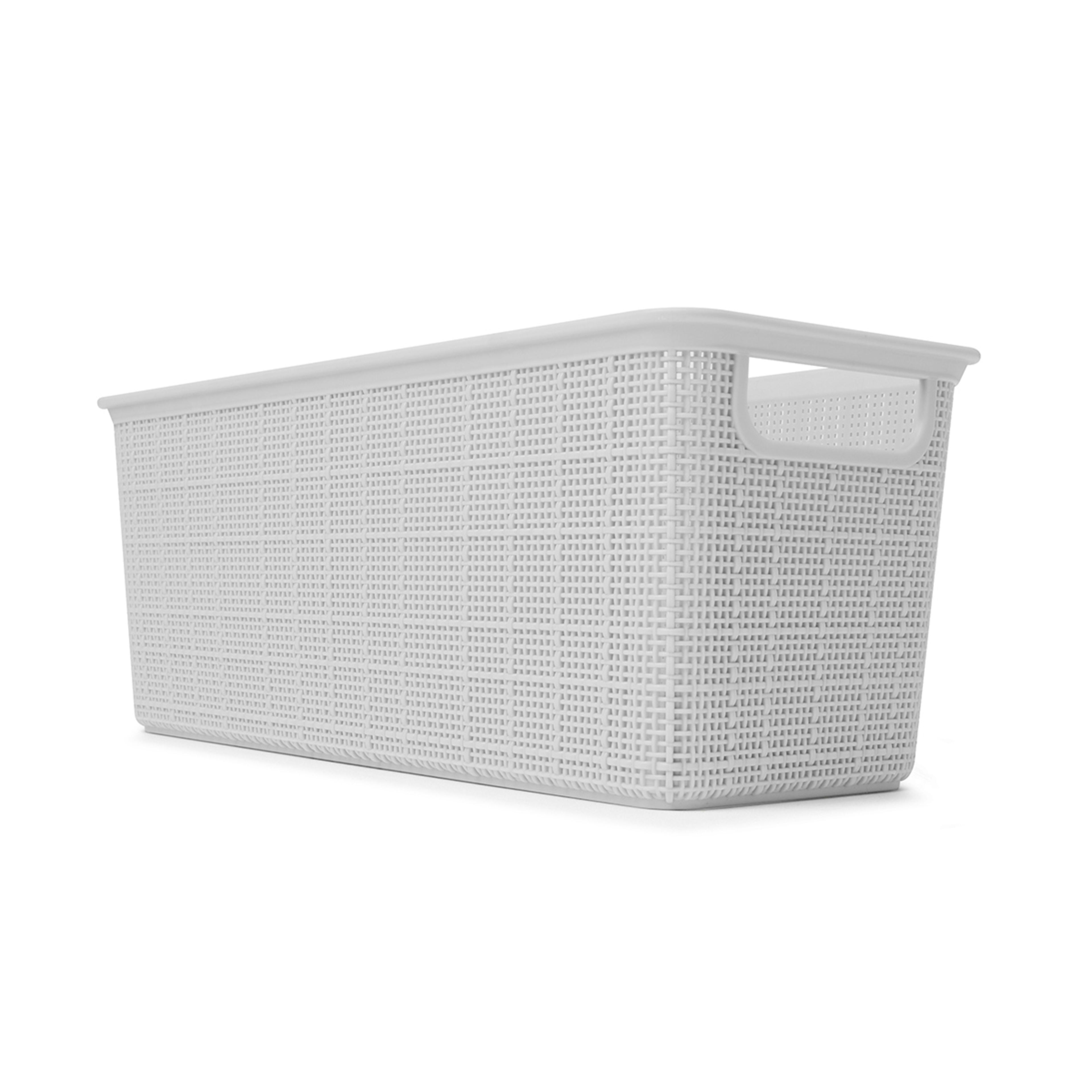 1 4.5L Rectangle Linen Weave Basket - Grey, 1 of 7