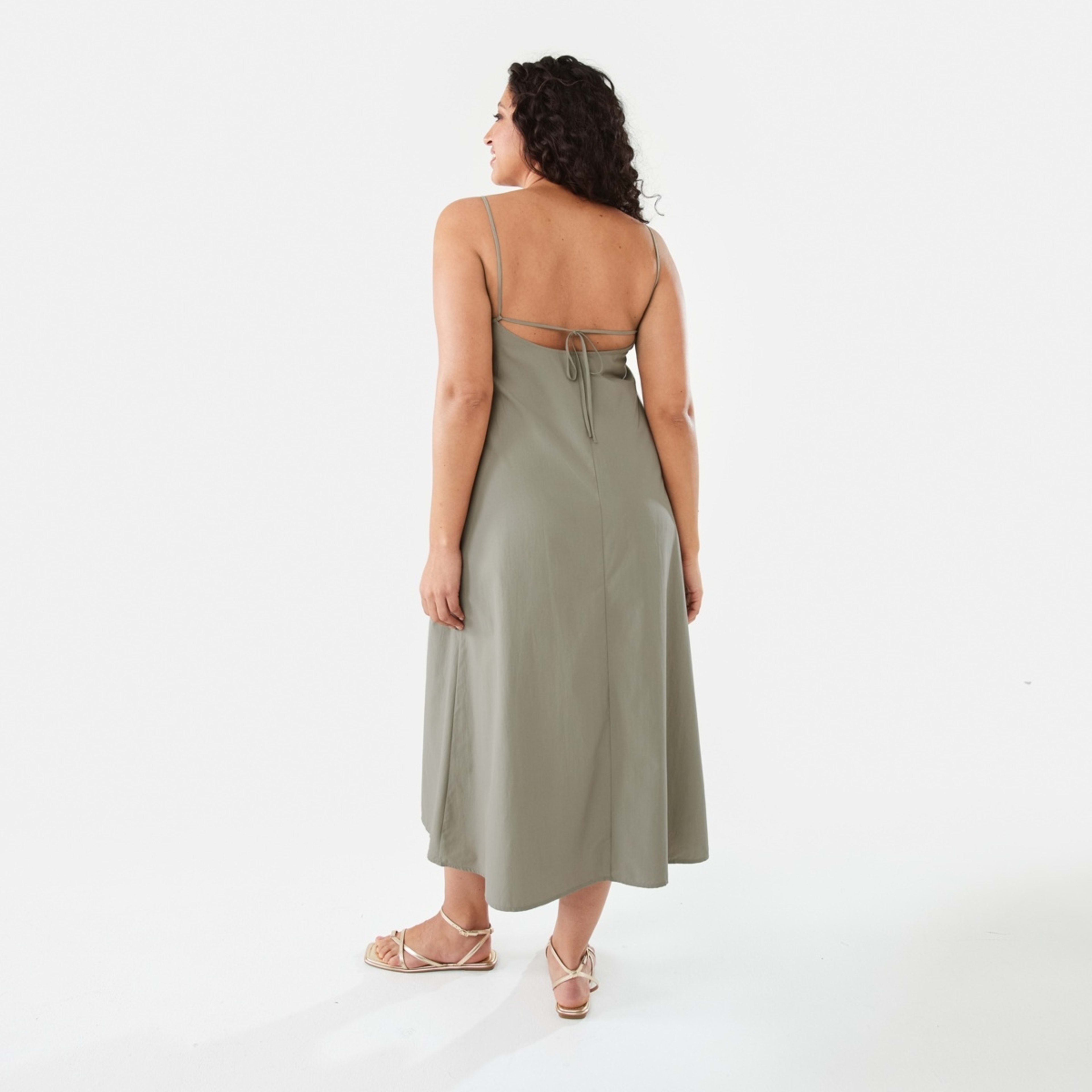 3 Sleeveless Open Back Midi Dress Pavement Grey, 3 of 10