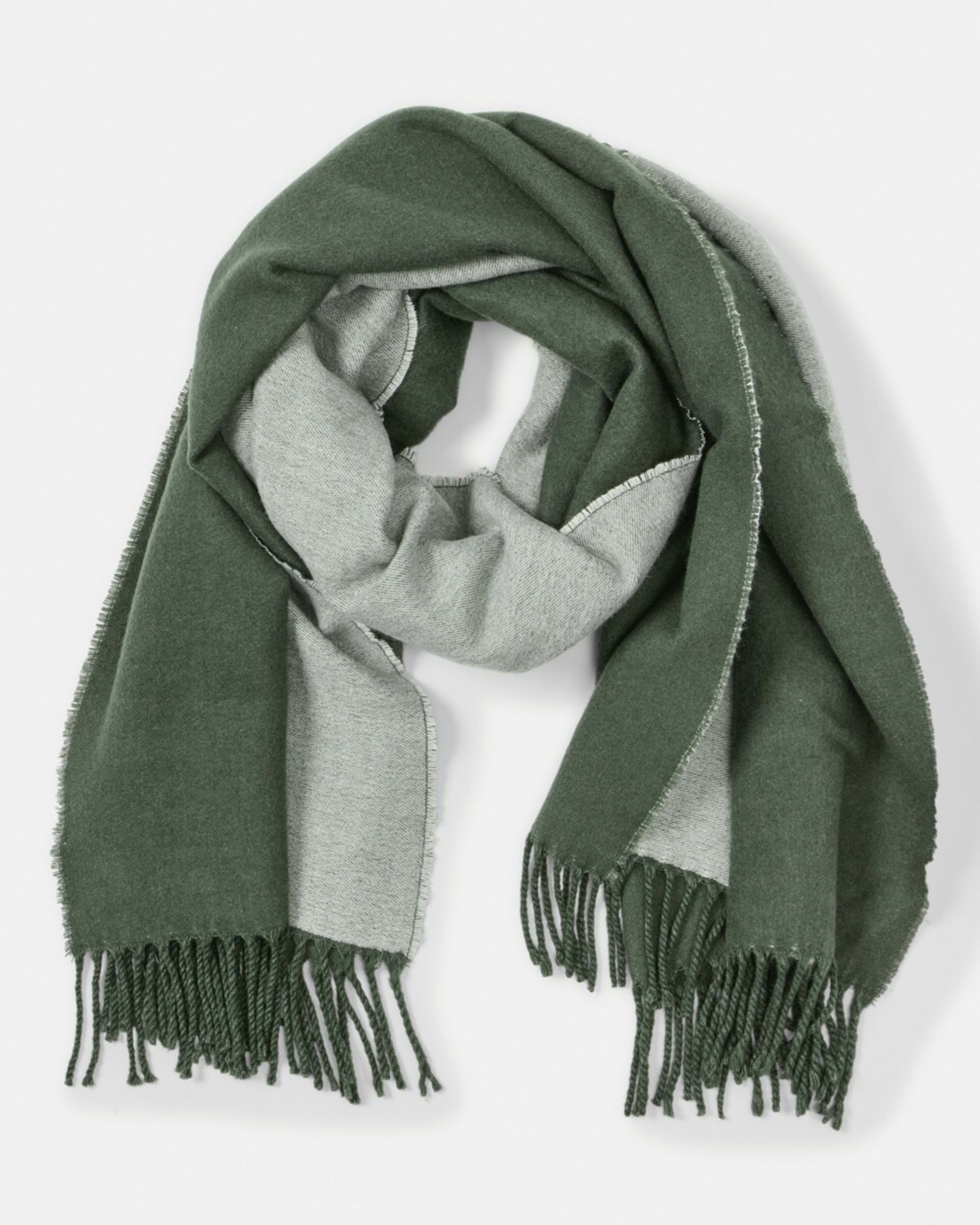 1 Blanket Contrast Scarf Olive Tnl, 1 of 3