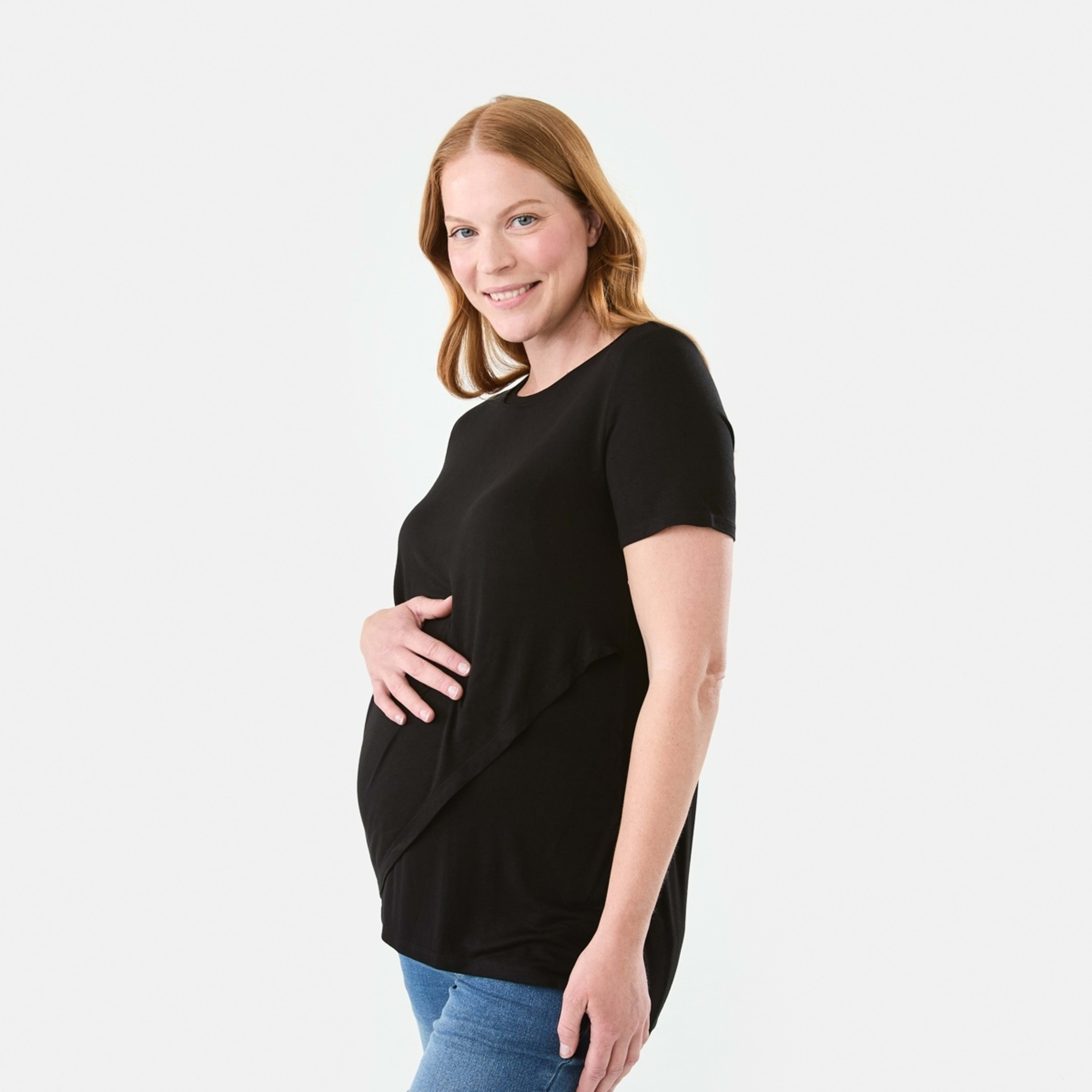 2 Maternity Overlay T-shirt Black, 2 of 7