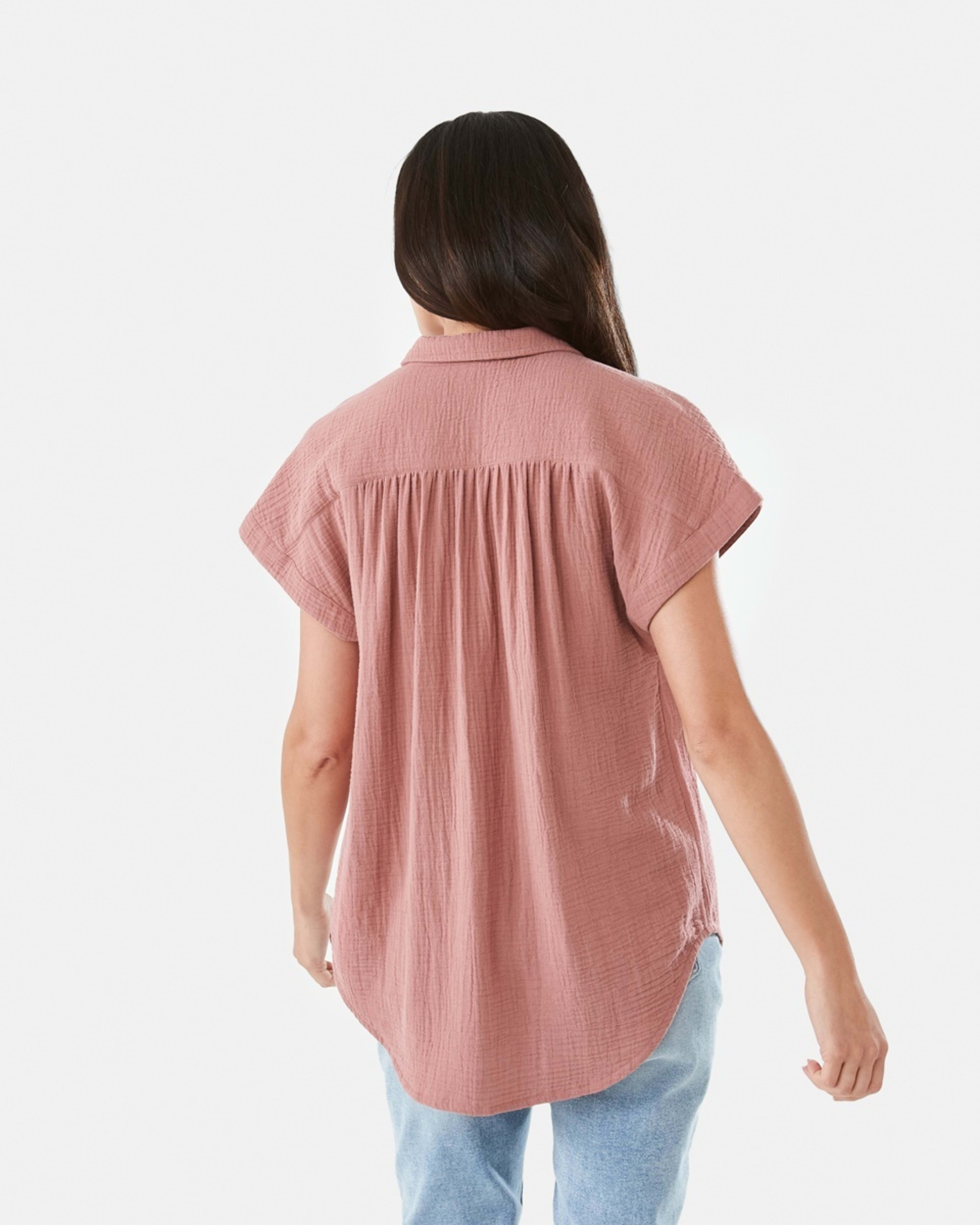 3 Short Sleeve Double Cloth Top Soft Red, 3 of 7