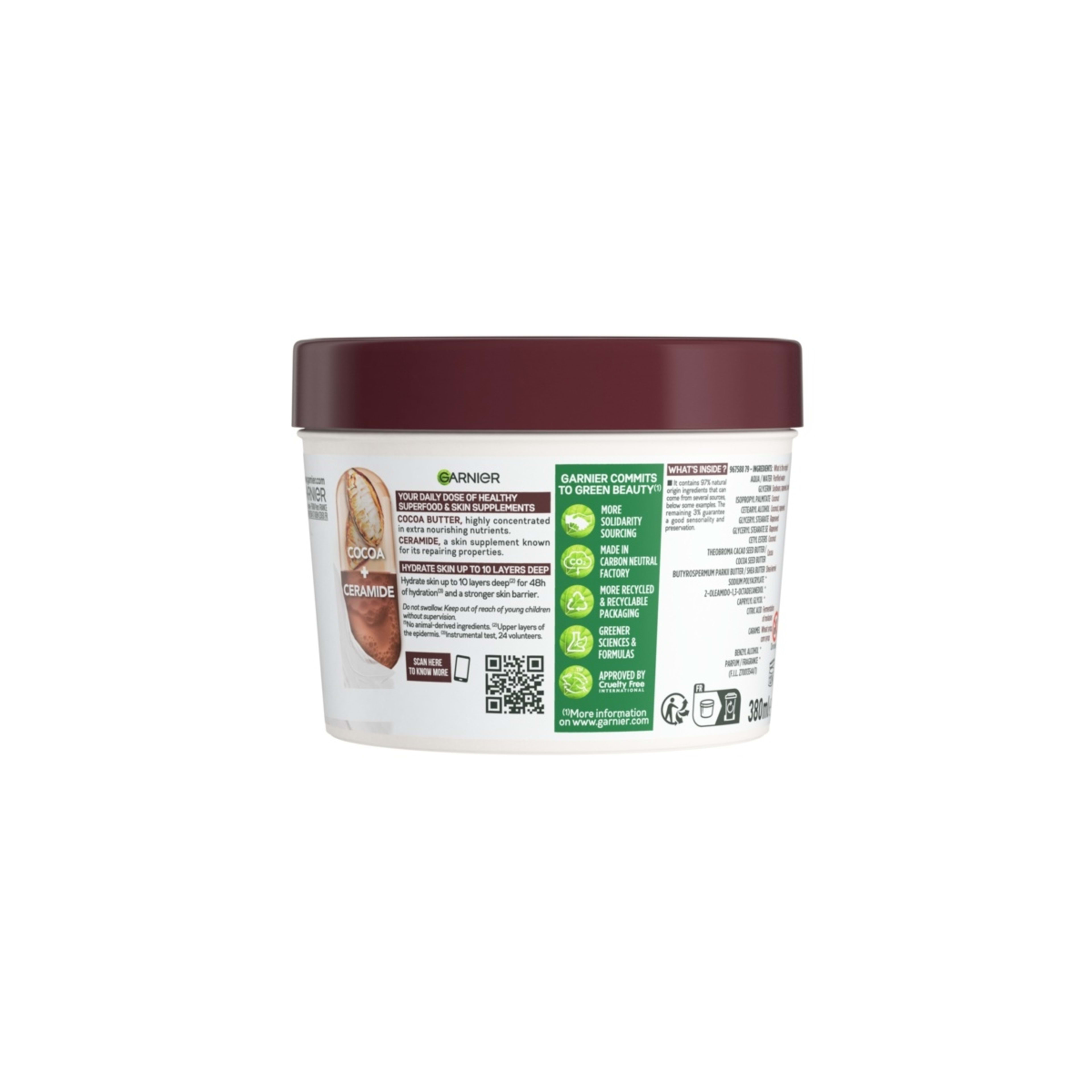 Garnier Body Superfood 48H Repairing Butter Cream 380ml Cocoa and