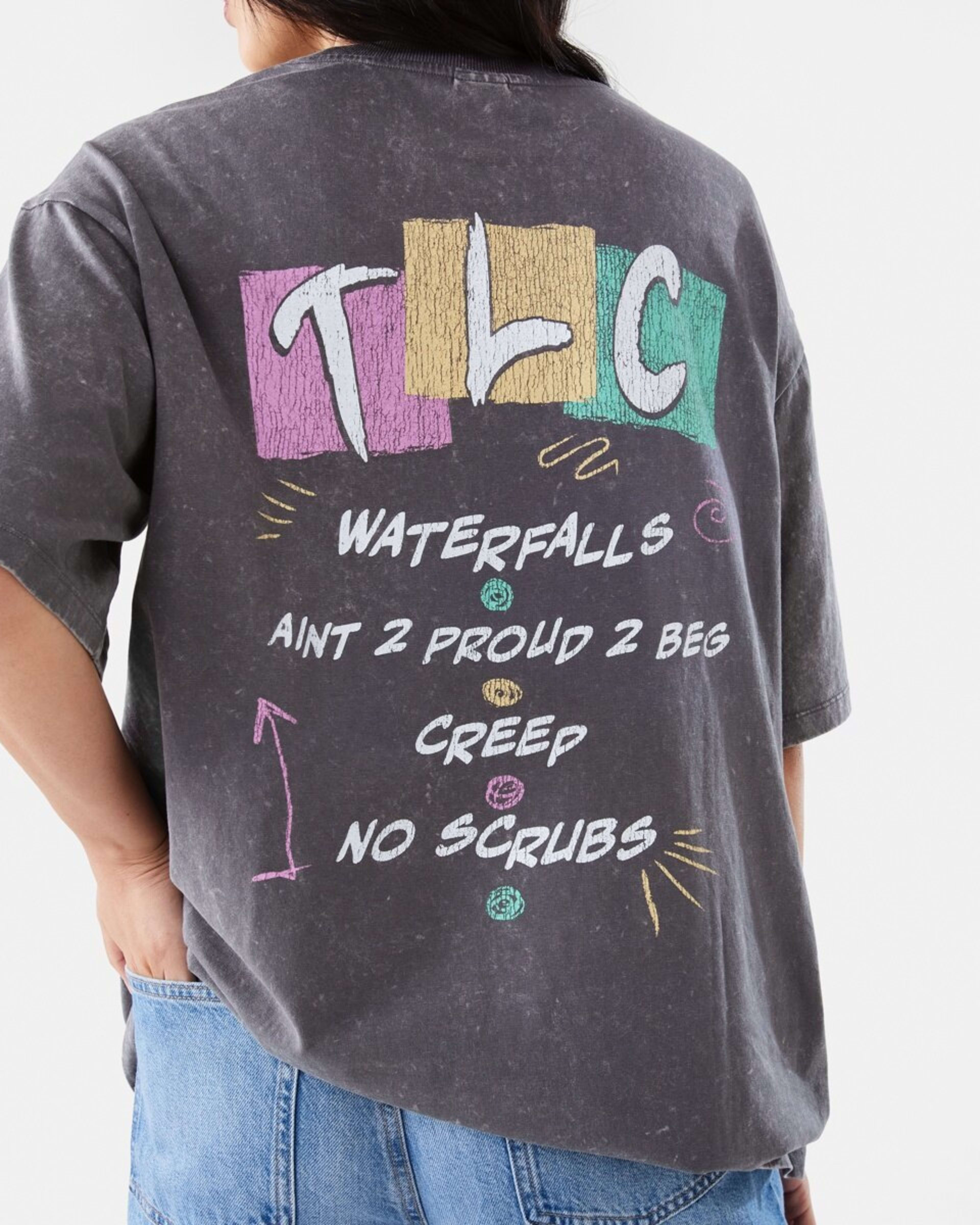 7 TLC License Short Sleeve Oversized T-shirt TLC LIGHT GREY WASH, 7 of 9