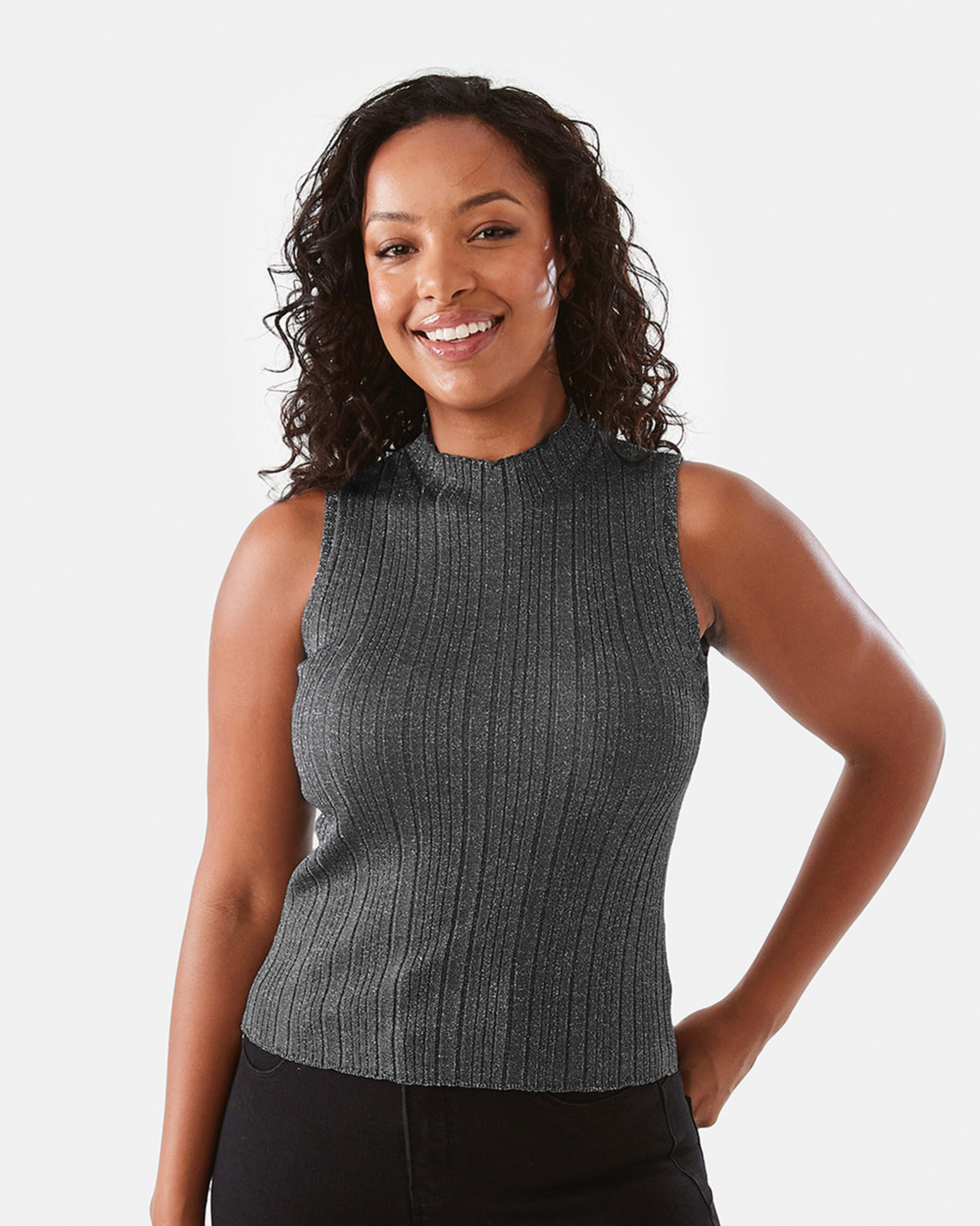 Sleeveless True Knit Sheer High Neck Top Kmart