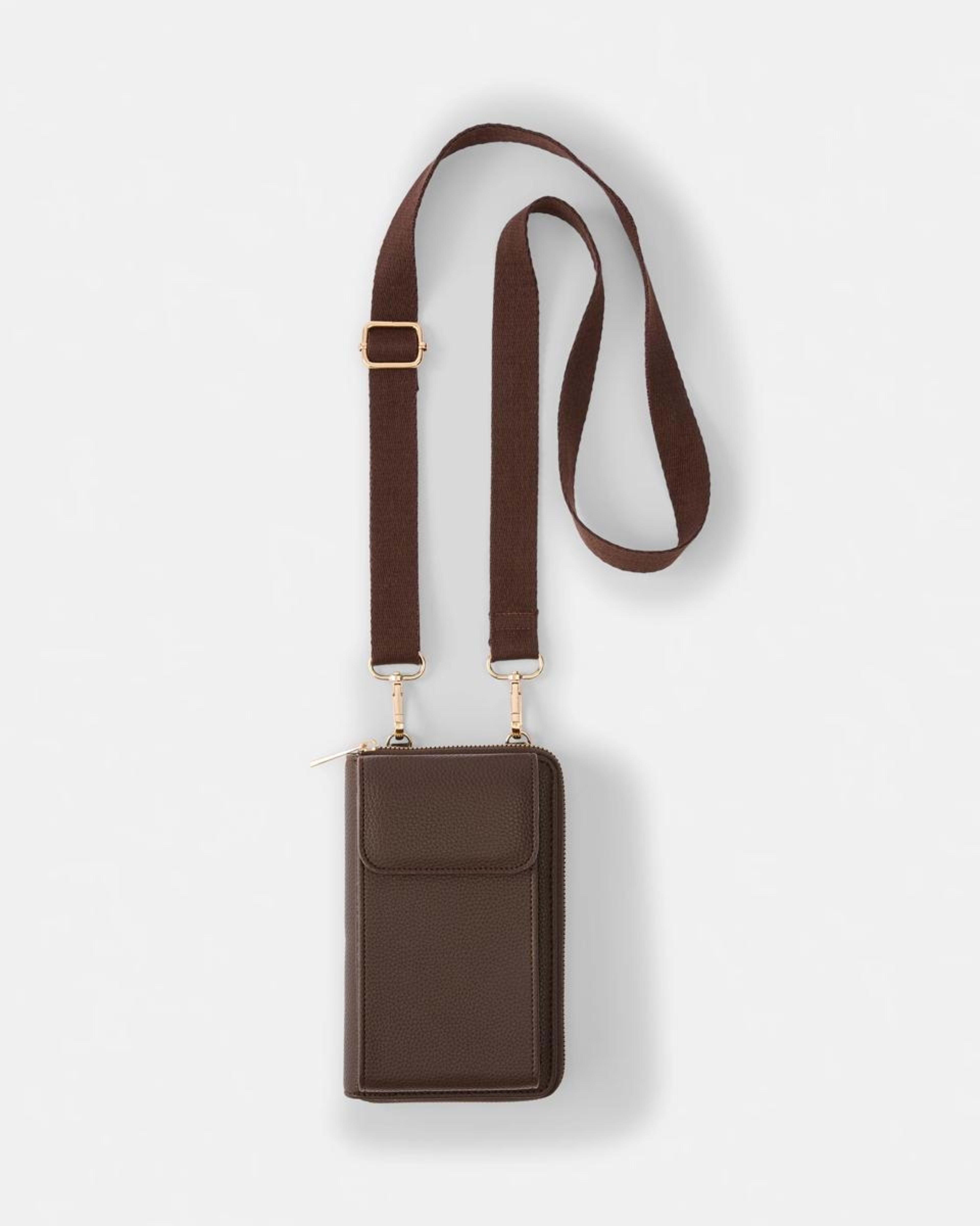 1 Sim Fabric Strap Phone Wallet Choc Plum, 1 of 6