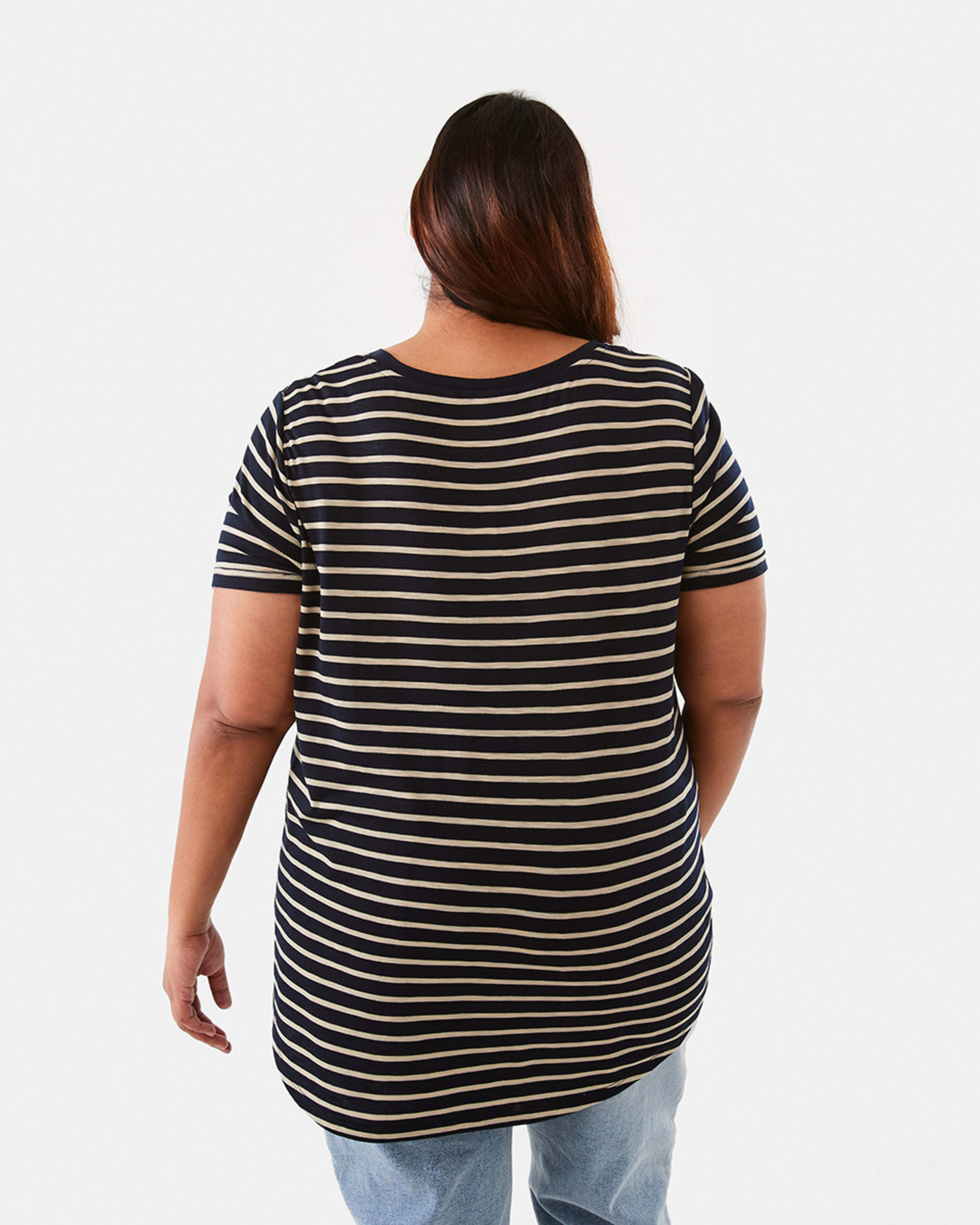 3 Curve Short Sleeve Slub Round Neck T-shirt Wide Str E, 3 of 6