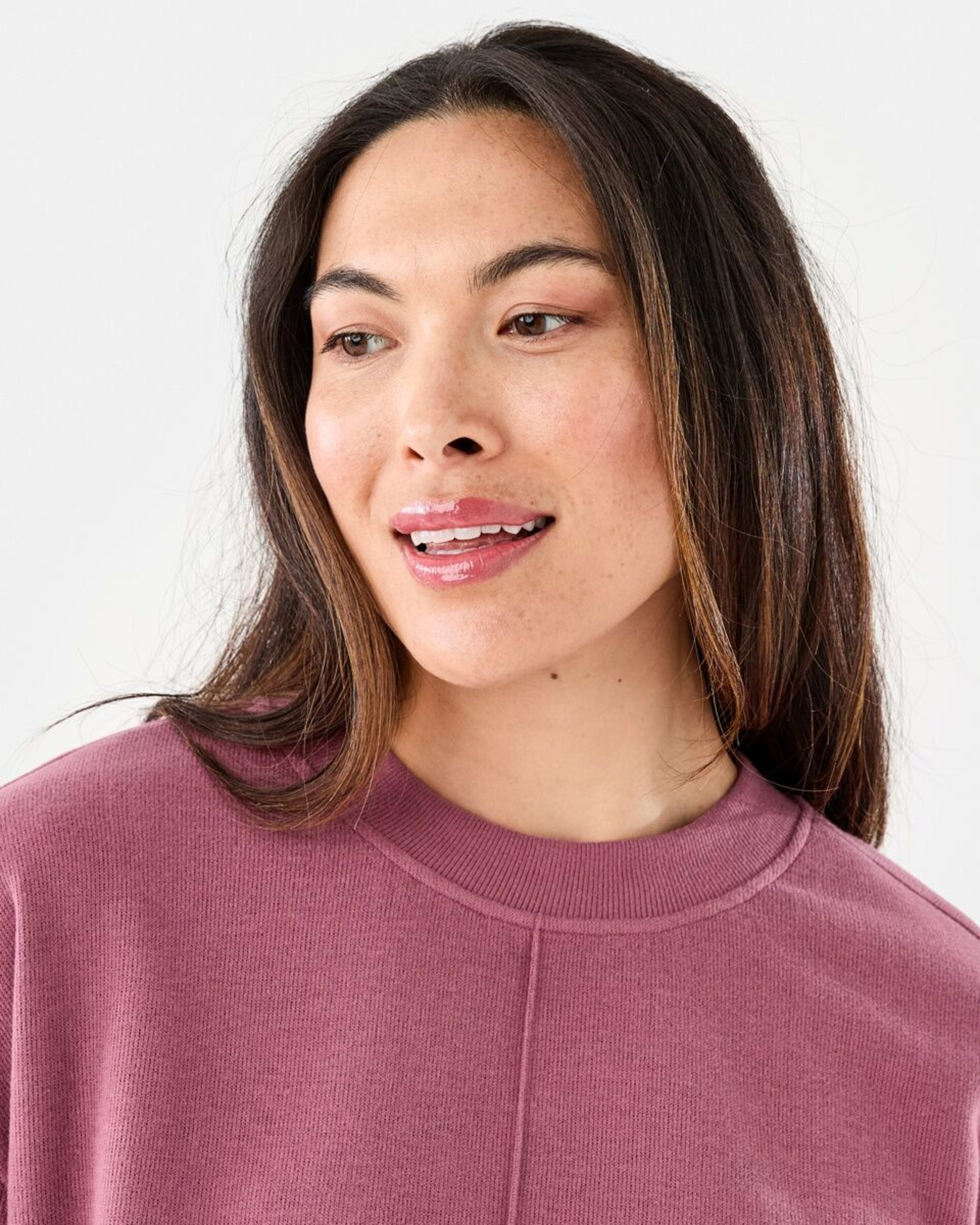 4 Long Sleeve Brushed Seam Detail Top Berry, 4 of 6