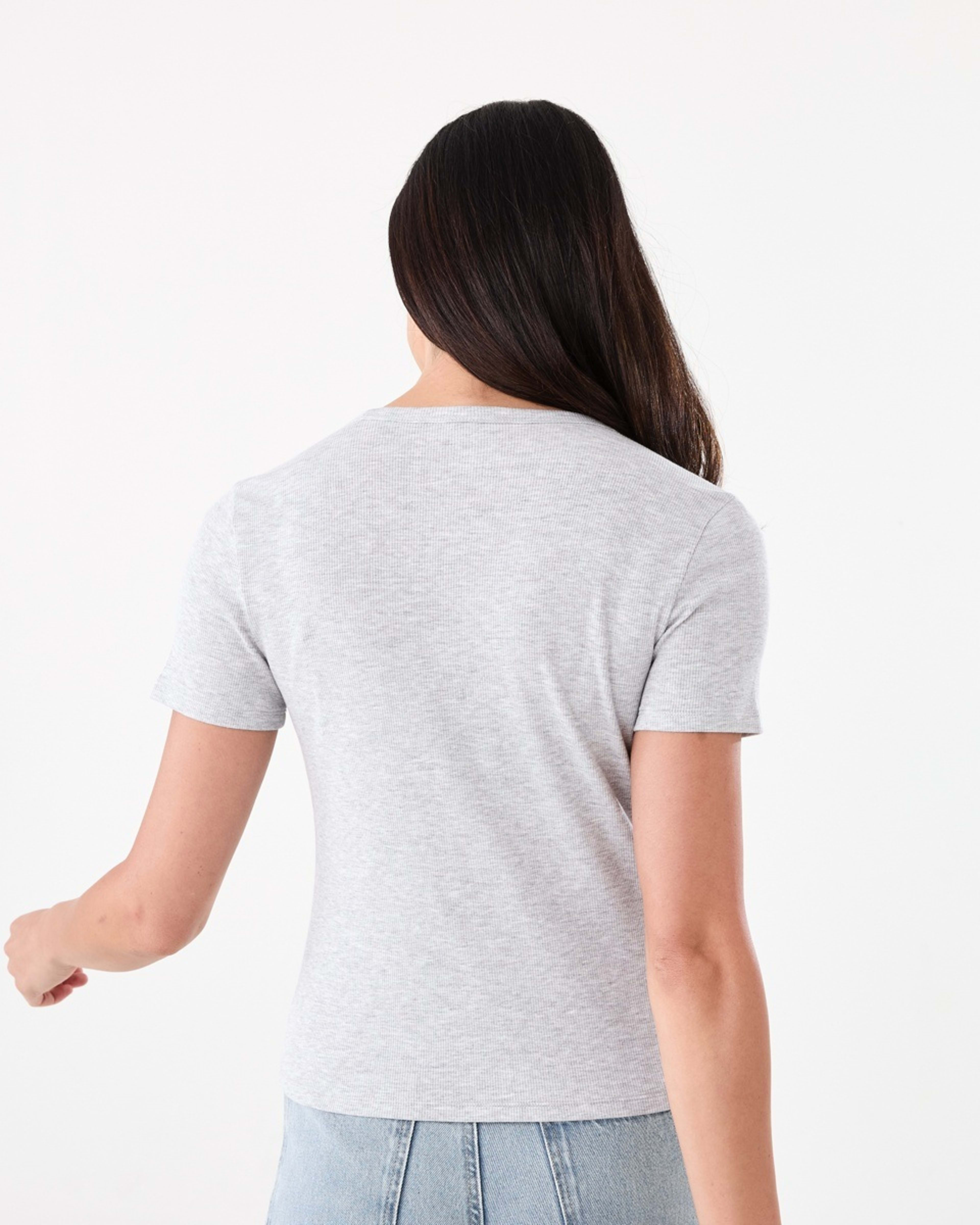 3 Short Sleeve Rib Crew Neck T-shirt SILVER MARLE, 3 of 5