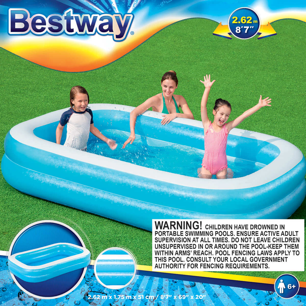 Bestway Inflatable Blue Rectangular Pool Kmart