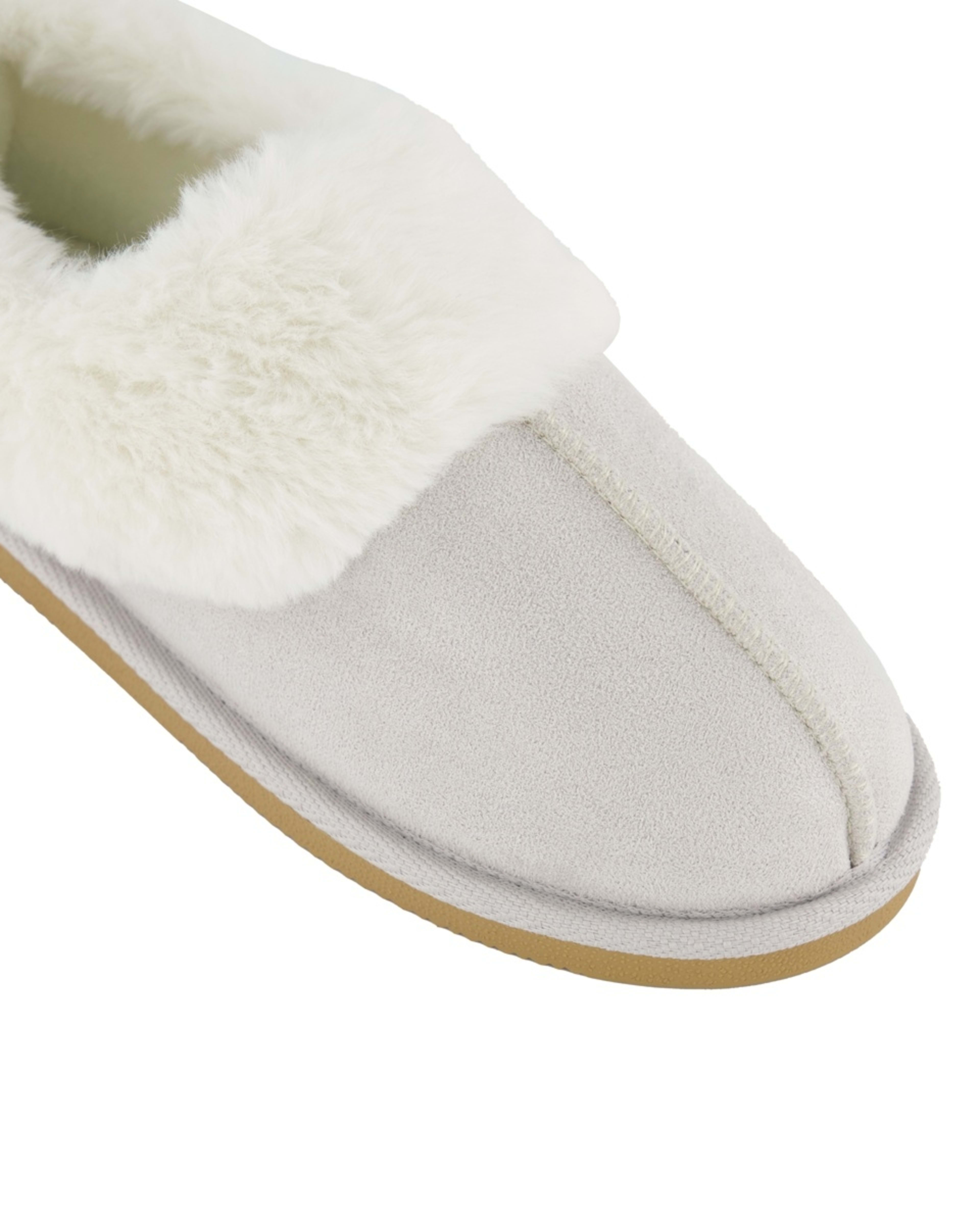 4 Comfort Microsuede Slippers White Sand, 4 of 4
